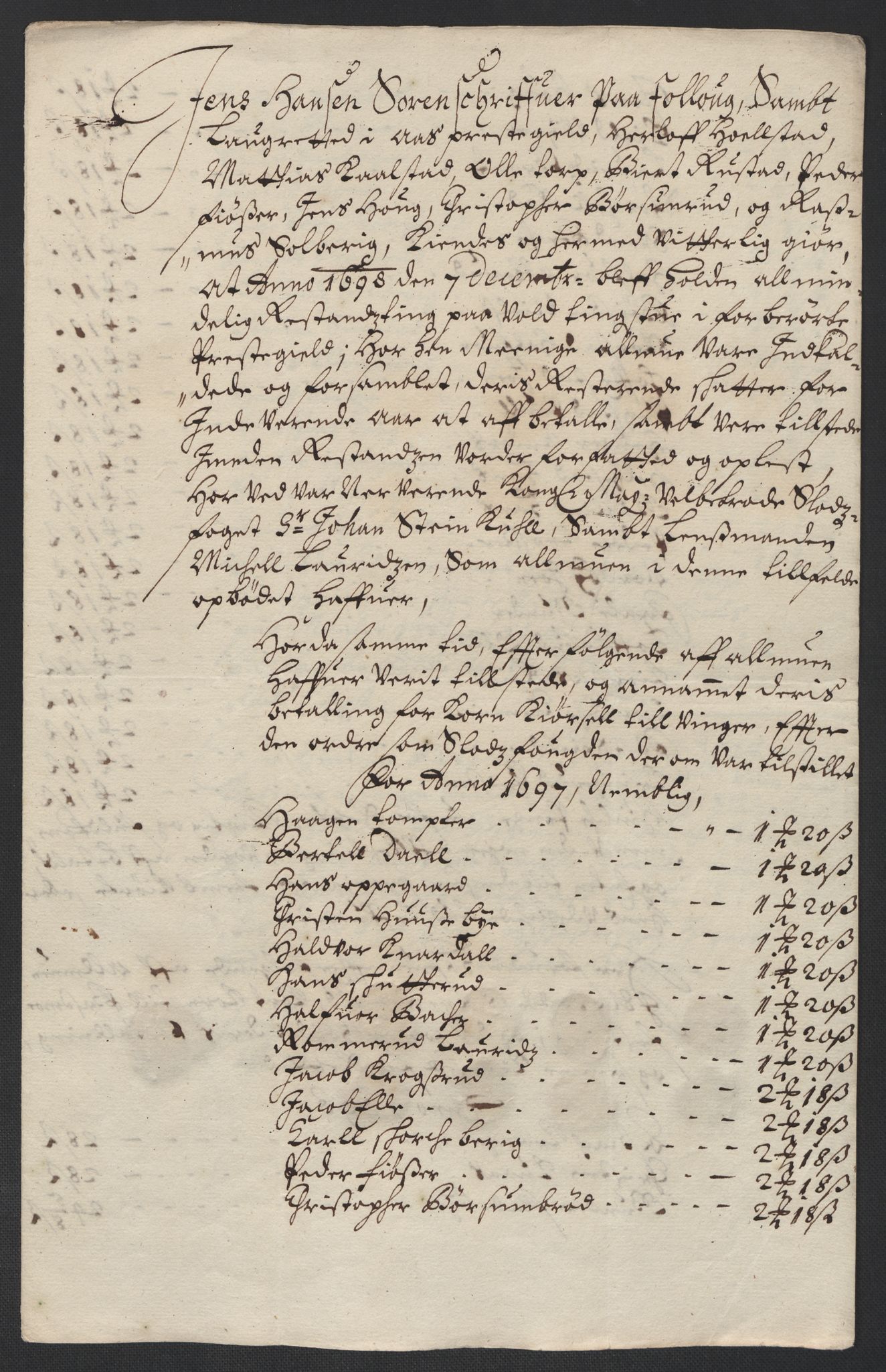 Rentekammeret inntil 1814, Reviderte regnskaper, Fogderegnskap, AV/RA-EA-4092/R10/L0440: Fogderegnskap Aker og Follo, 1696-1697, p. 558