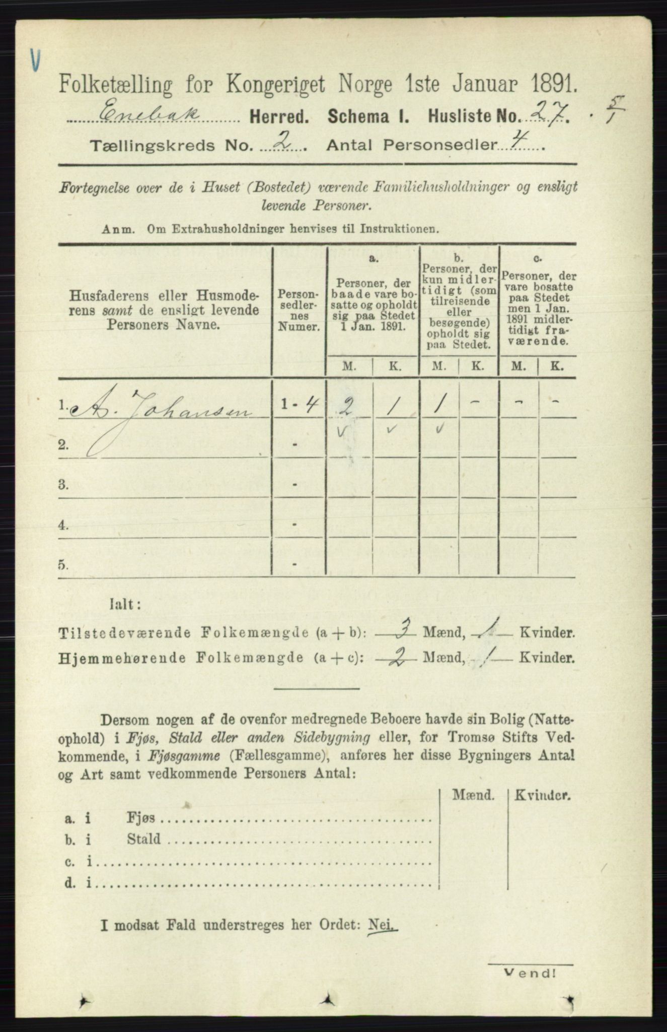 RA, 1891 census for 0229 Enebakk, 1891, p. 732