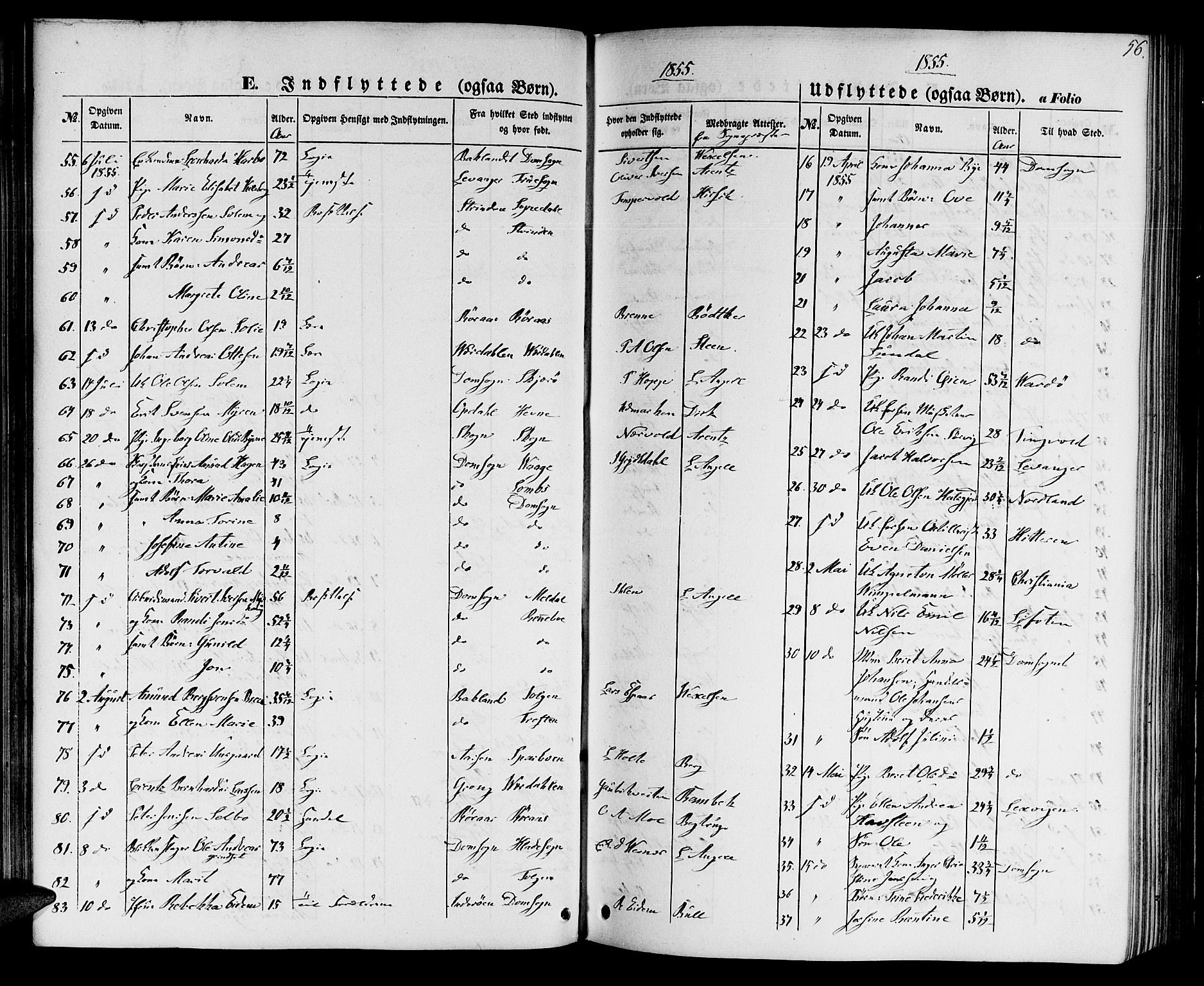 Ministerialprotokoller, klokkerbøker og fødselsregistre - Sør-Trøndelag, SAT/A-1456/602/L0113: Parish register (official) no. 602A11, 1849-1861, p. 56