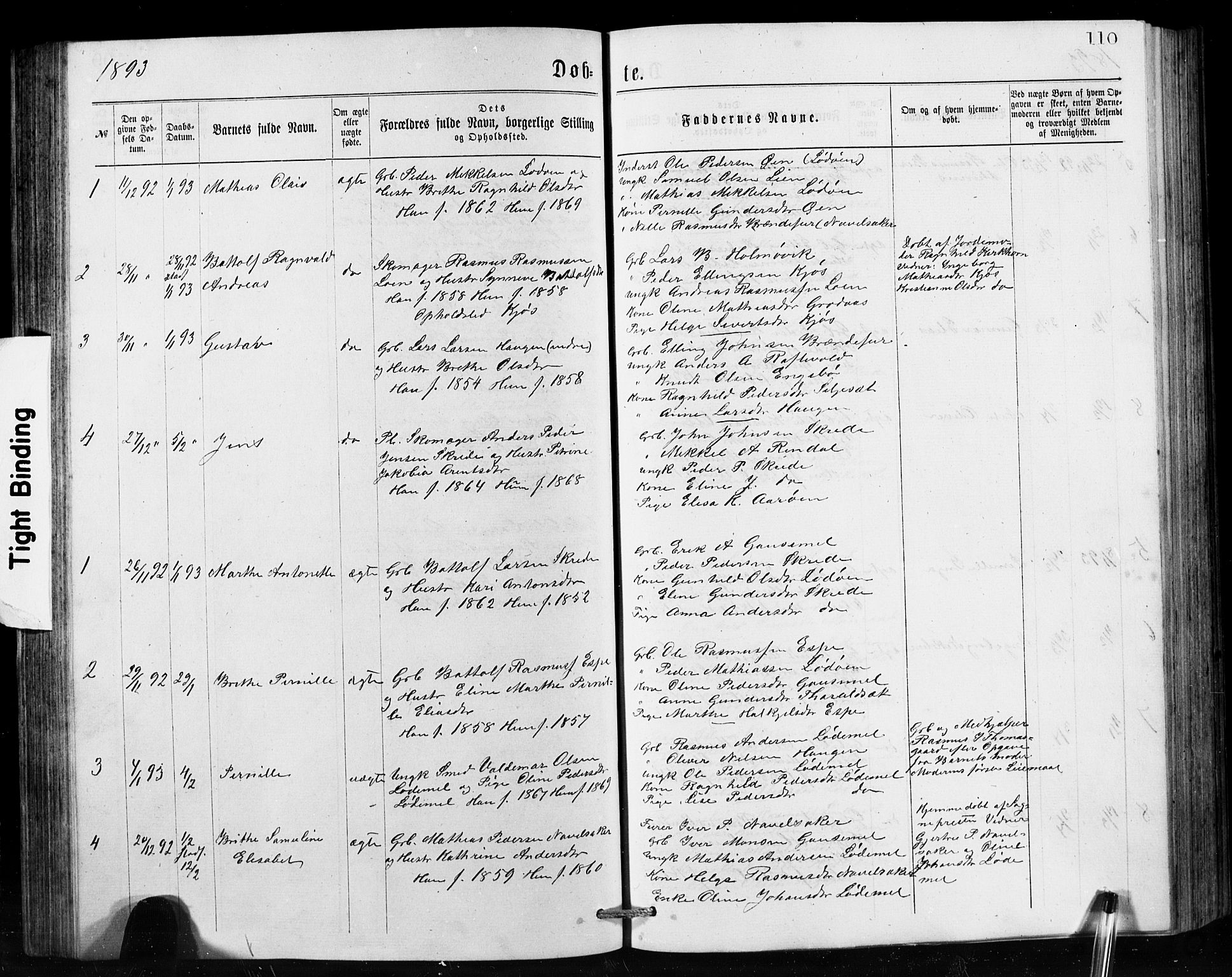 Hornindal sokneprestembete, SAB/A-82401/H/Hab: Parish register (copy) no. A 1, 1876-1894, p. 110
