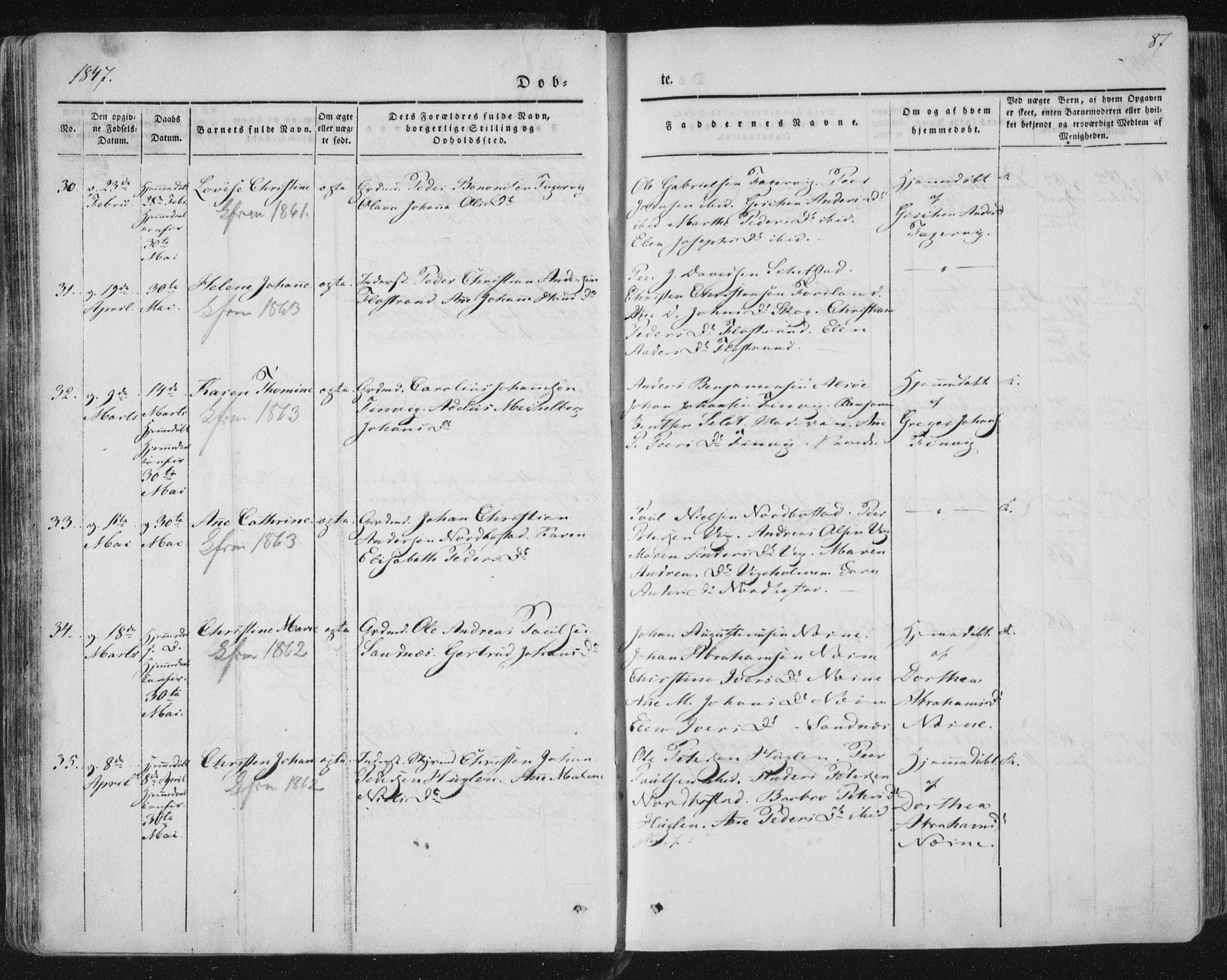 Ministerialprotokoller, klokkerbøker og fødselsregistre - Nordland, AV/SAT-A-1459/838/L0549: Parish register (official) no. 838A07, 1840-1854, p. 87