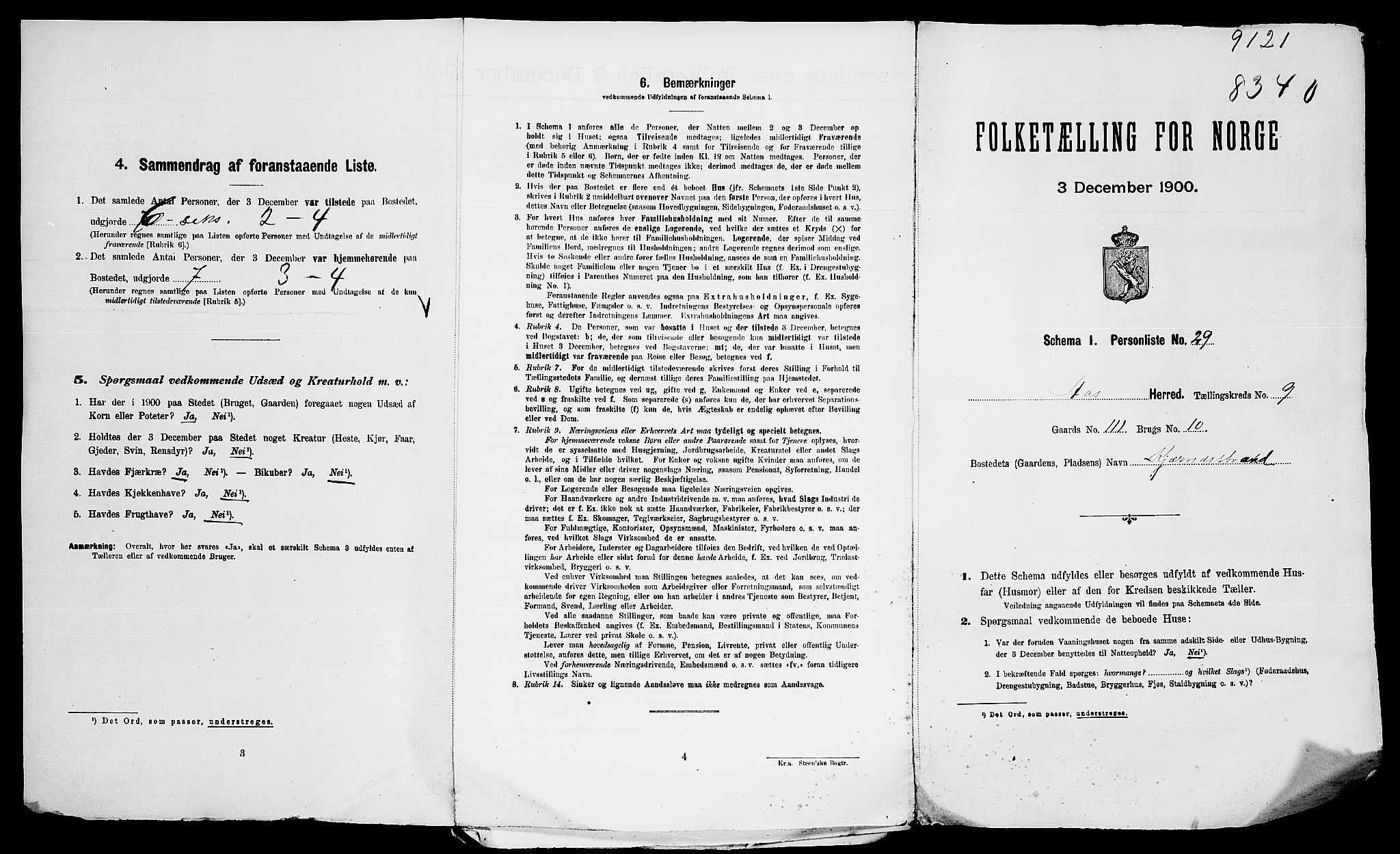 SAO, 1900 census for Ås, 1900