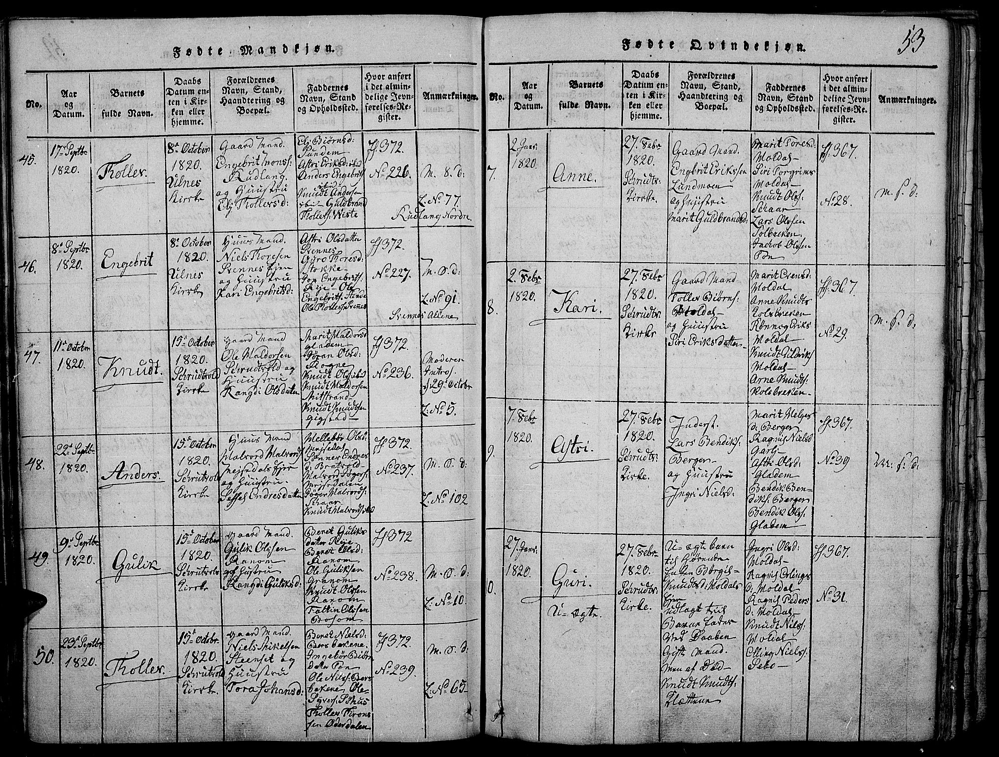 Nord-Aurdal prestekontor, AV/SAH-PREST-132/H/Ha/Haa/L0002: Parish register (official) no. 2, 1816-1828, p. 53