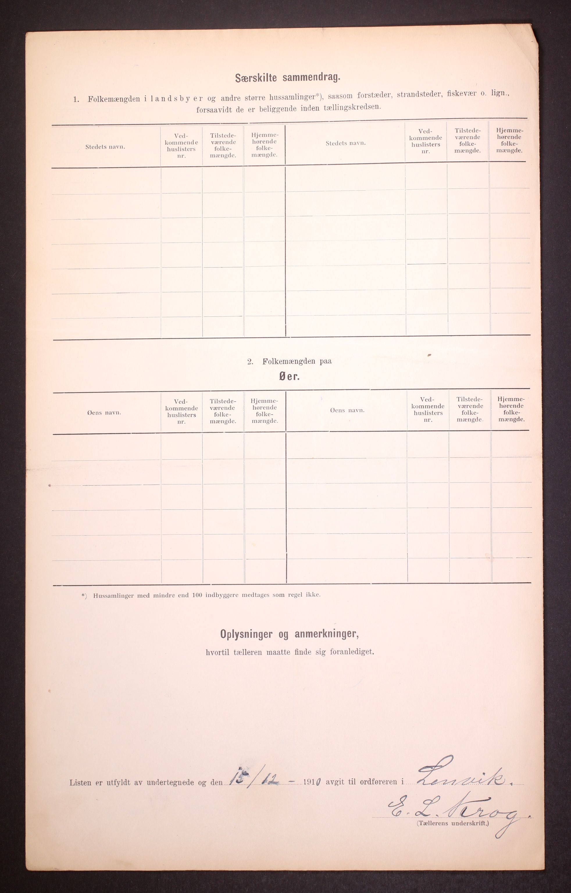 RA, 1910 census for Lenvik, 1910, p. 6