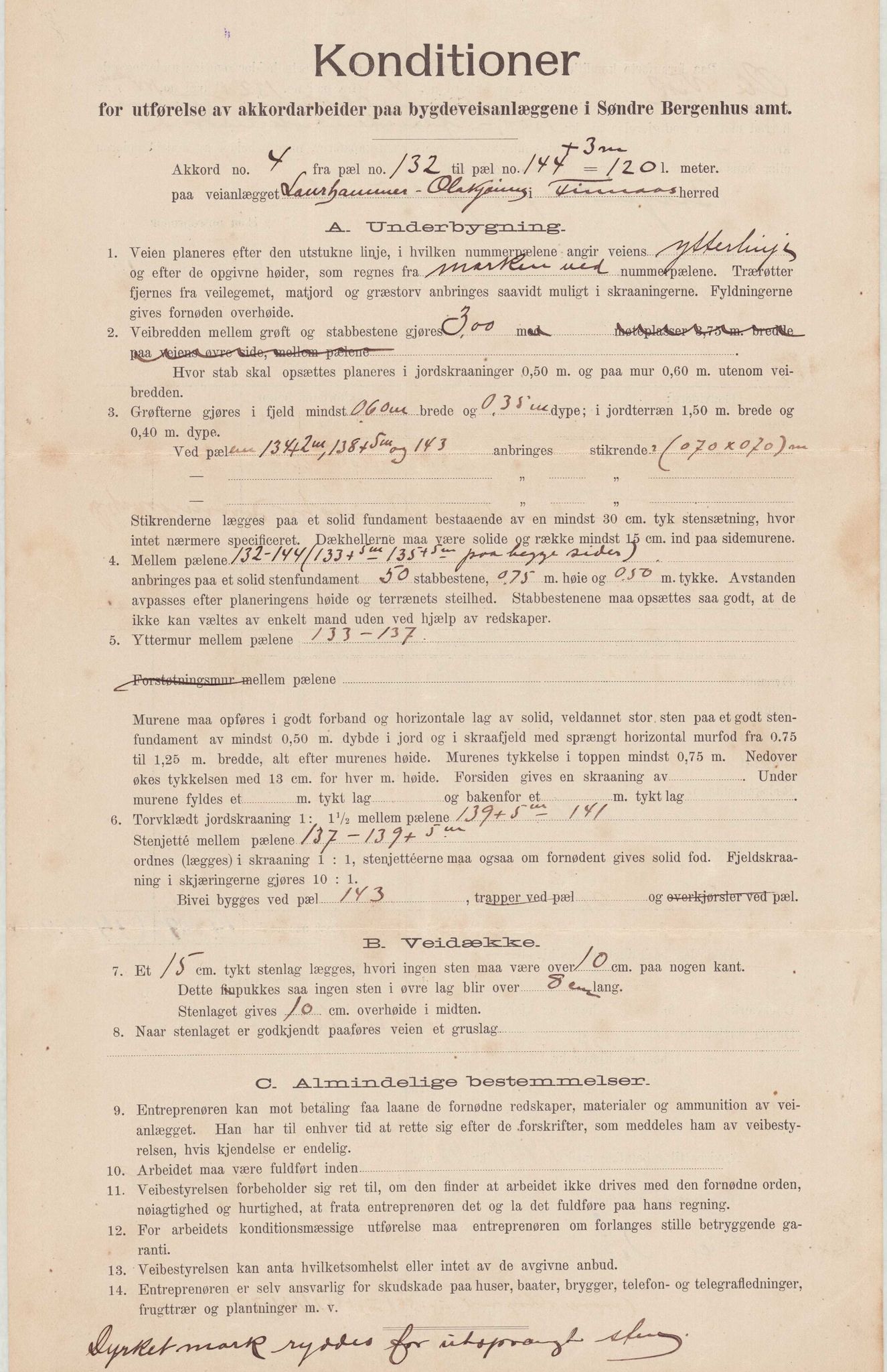 Finnaas kommune. Formannskapet, IKAH/1218a-021/E/Ea/L0001/0003: Rekneskap for veganlegg / Rekneskap for veganlegget Laurhammer - Olakjødn, 1909-1911, p. 9