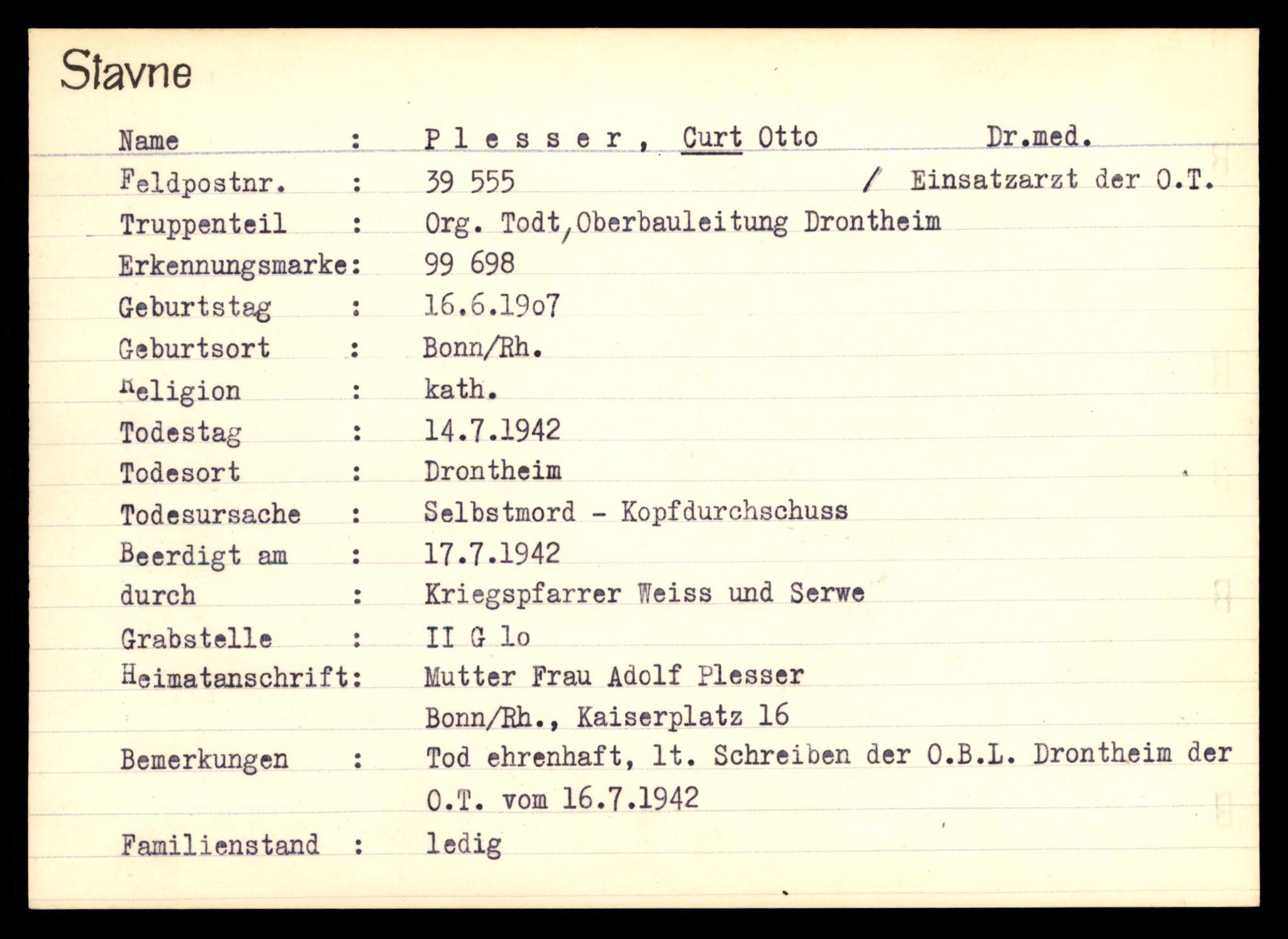 Distriktskontoret for krigsgraver, AV/SAT-A-5030/E/L0003: Kasett/kartotek over tysk Krigskirkegård Stavne, 1945, p. 1065