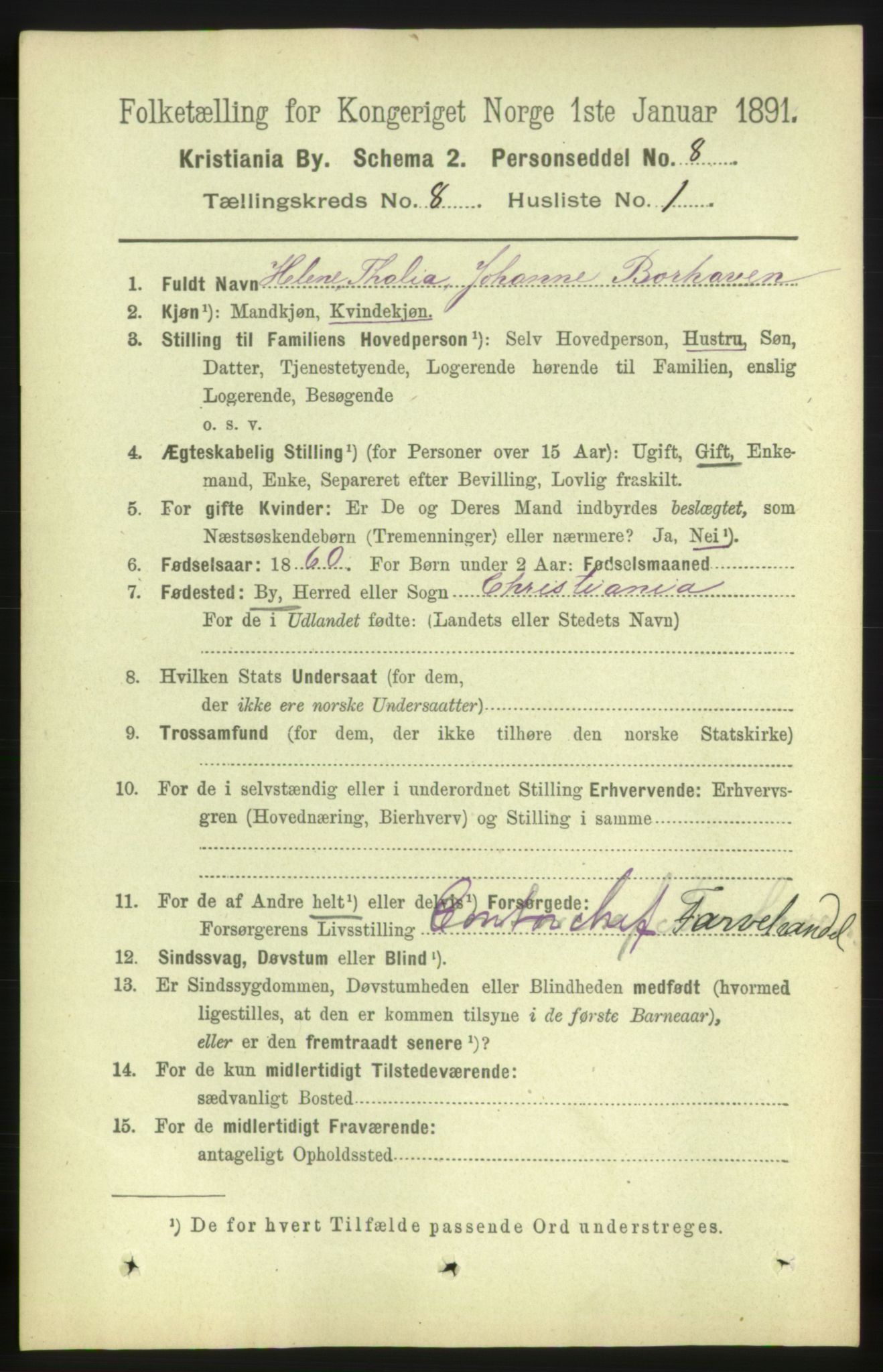 RA, 1891 census for 0301 Kristiania, 1891, p. 3338