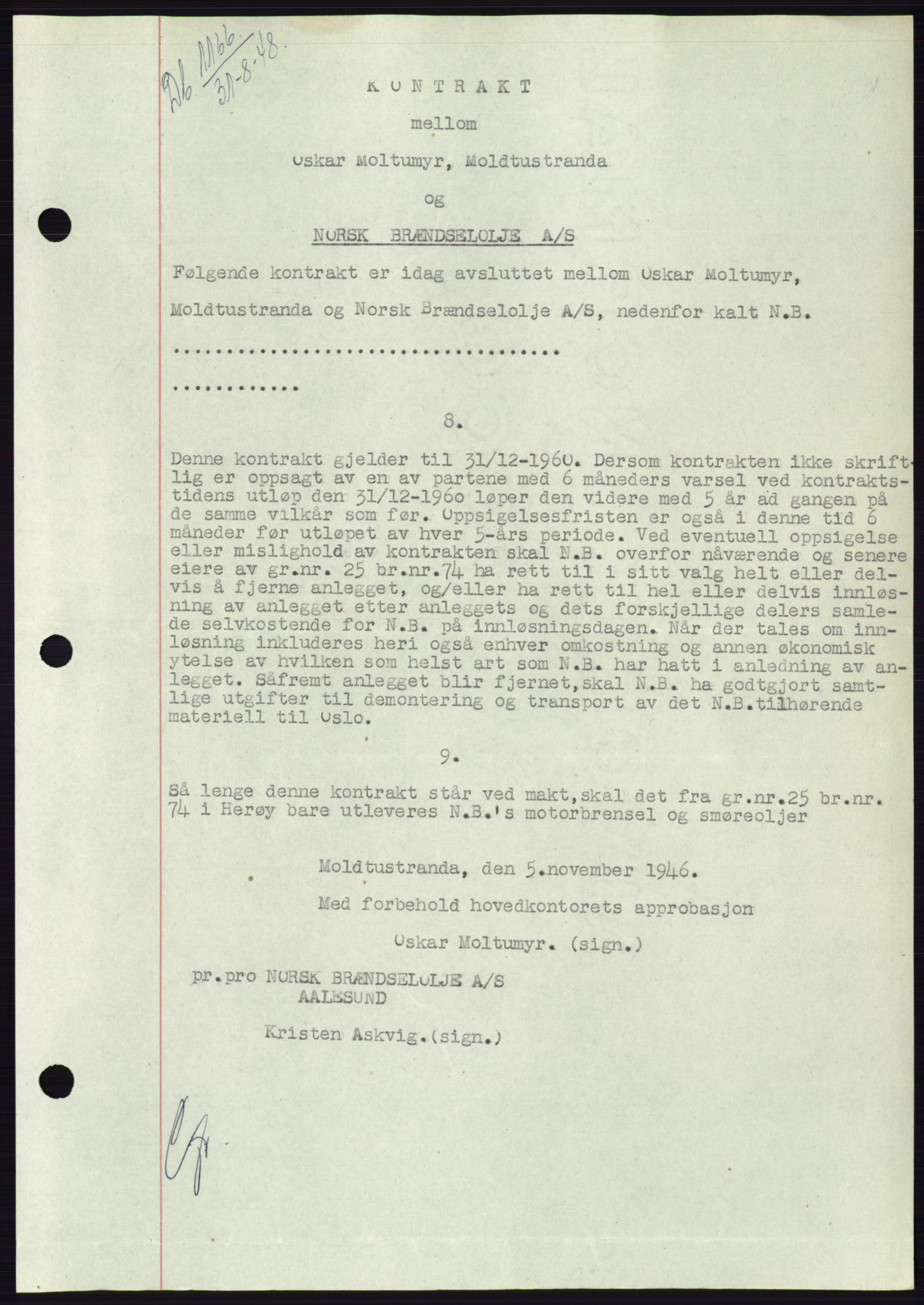 Søre Sunnmøre sorenskriveri, AV/SAT-A-4122/1/2/2C/L0116: Mortgage book no. 4B, 1948-1949, Diary no: : 1164/1948