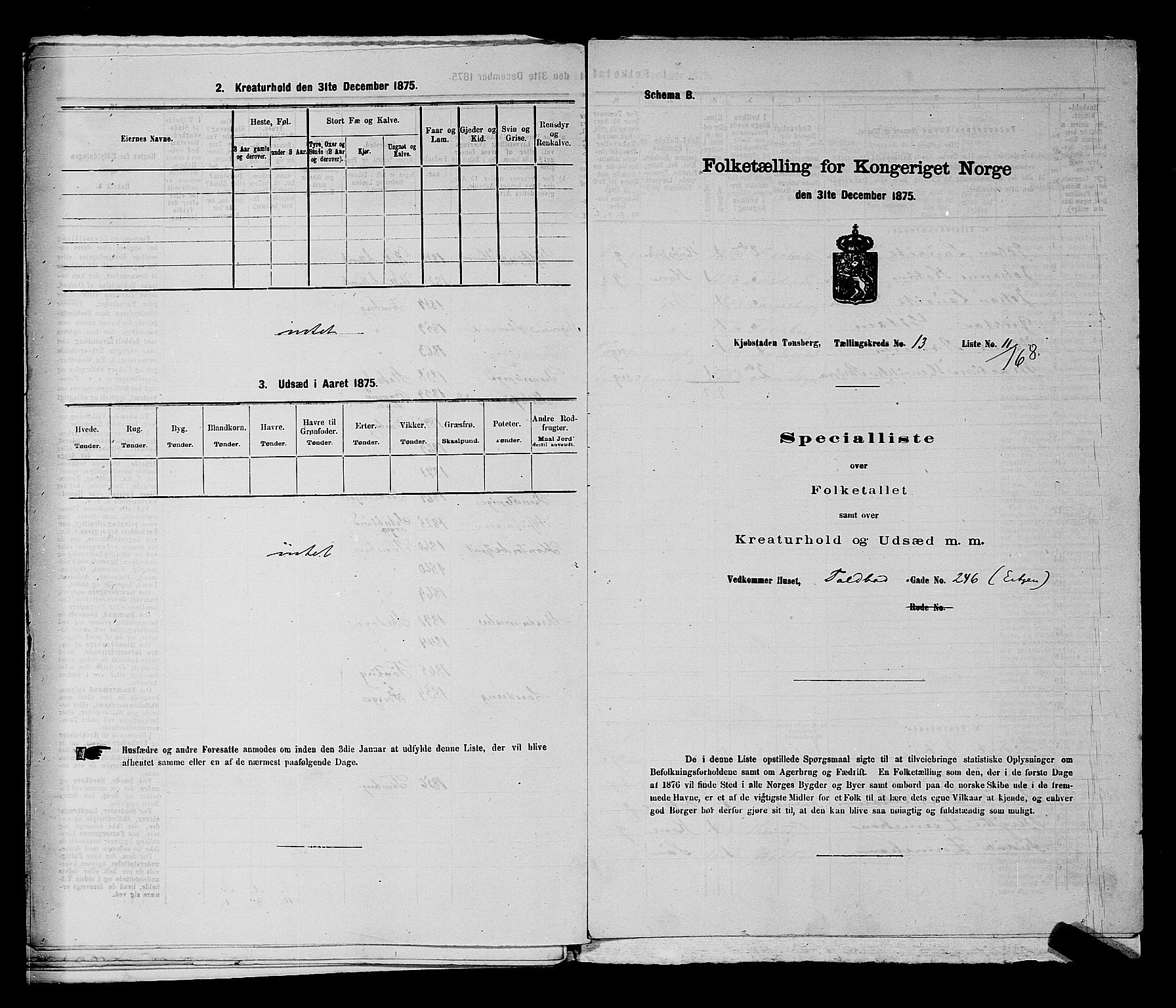 SAKO, 1875 census for 0705P Tønsberg, 1875, p. 416