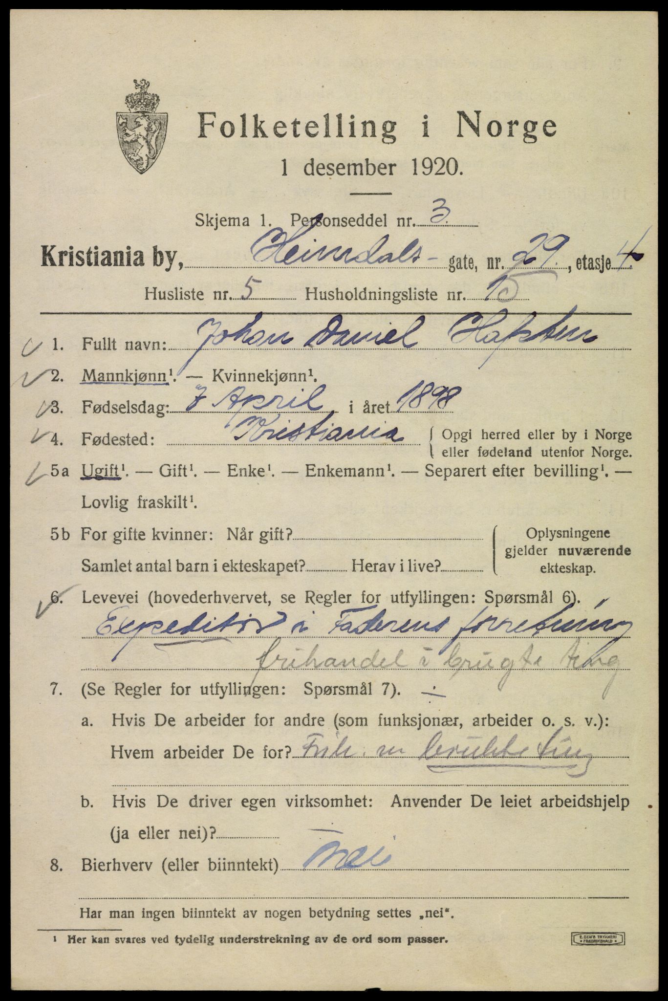 SAO, 1920 census for Kristiania, 1920, p. 280973