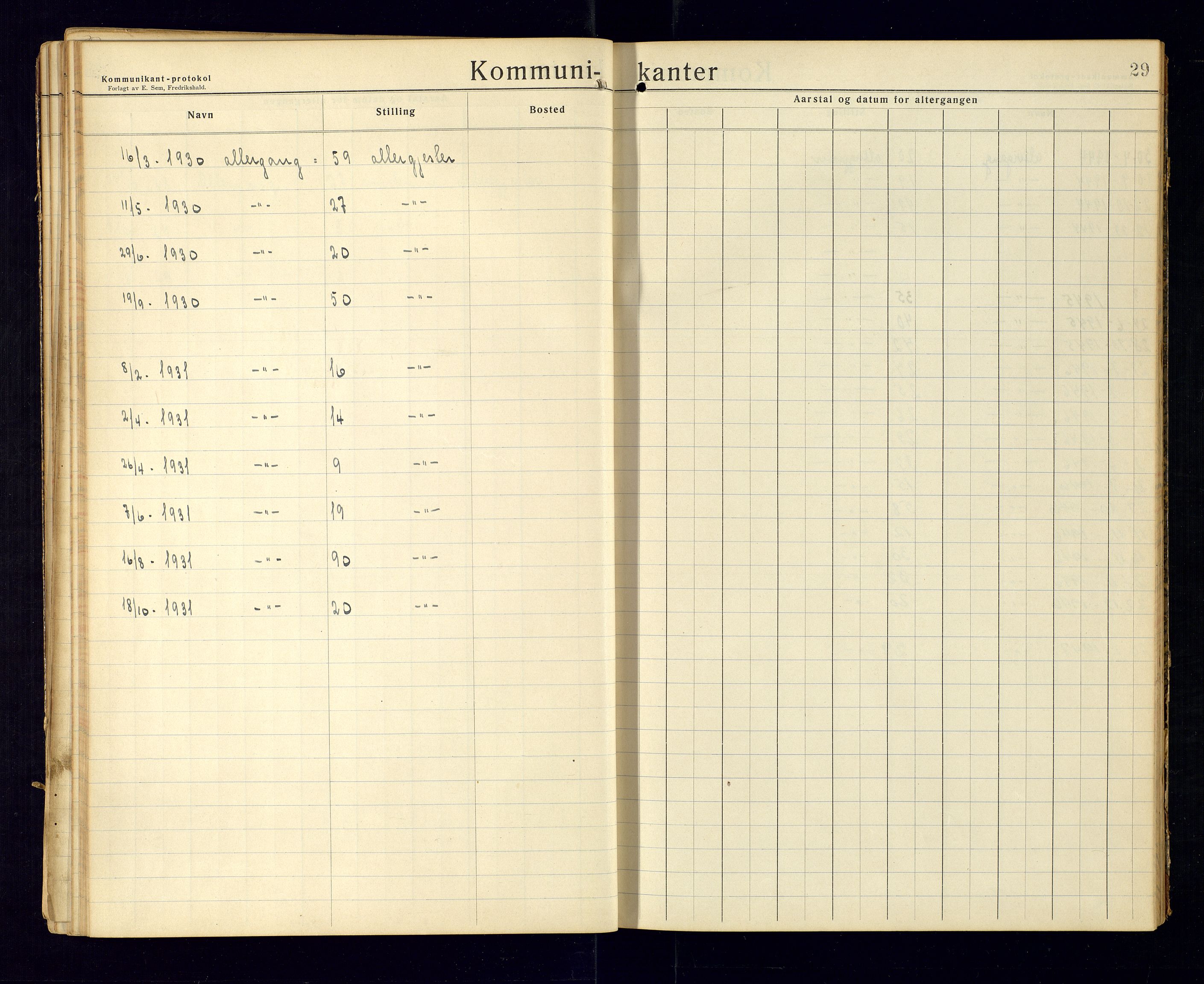 Bjelland sokneprestkontor, SAK/1111-0005/F/Fc/Fca/L0002: Communicants register no. C-3, 1912-1958, p. 29