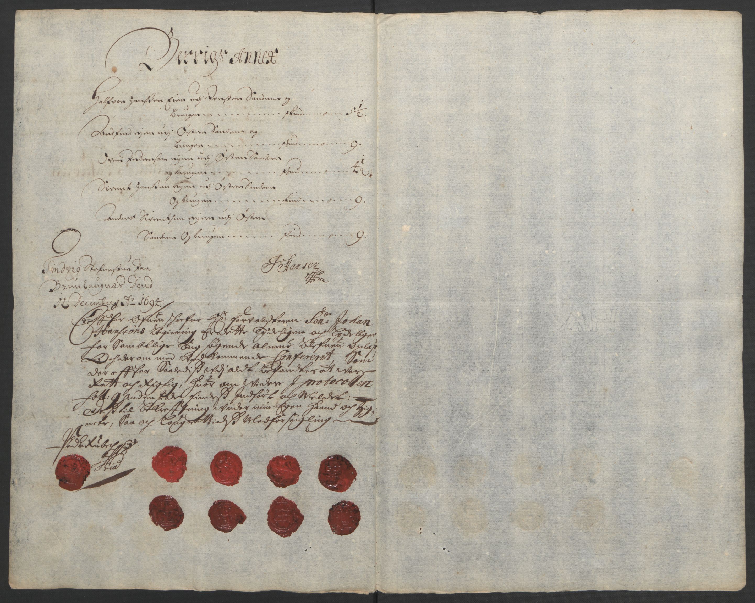 Rentekammeret inntil 1814, Reviderte regnskaper, Fogderegnskap, AV/RA-EA-4092/R33/L1974: Fogderegnskap Larvik grevskap, 1693-1695, p. 136