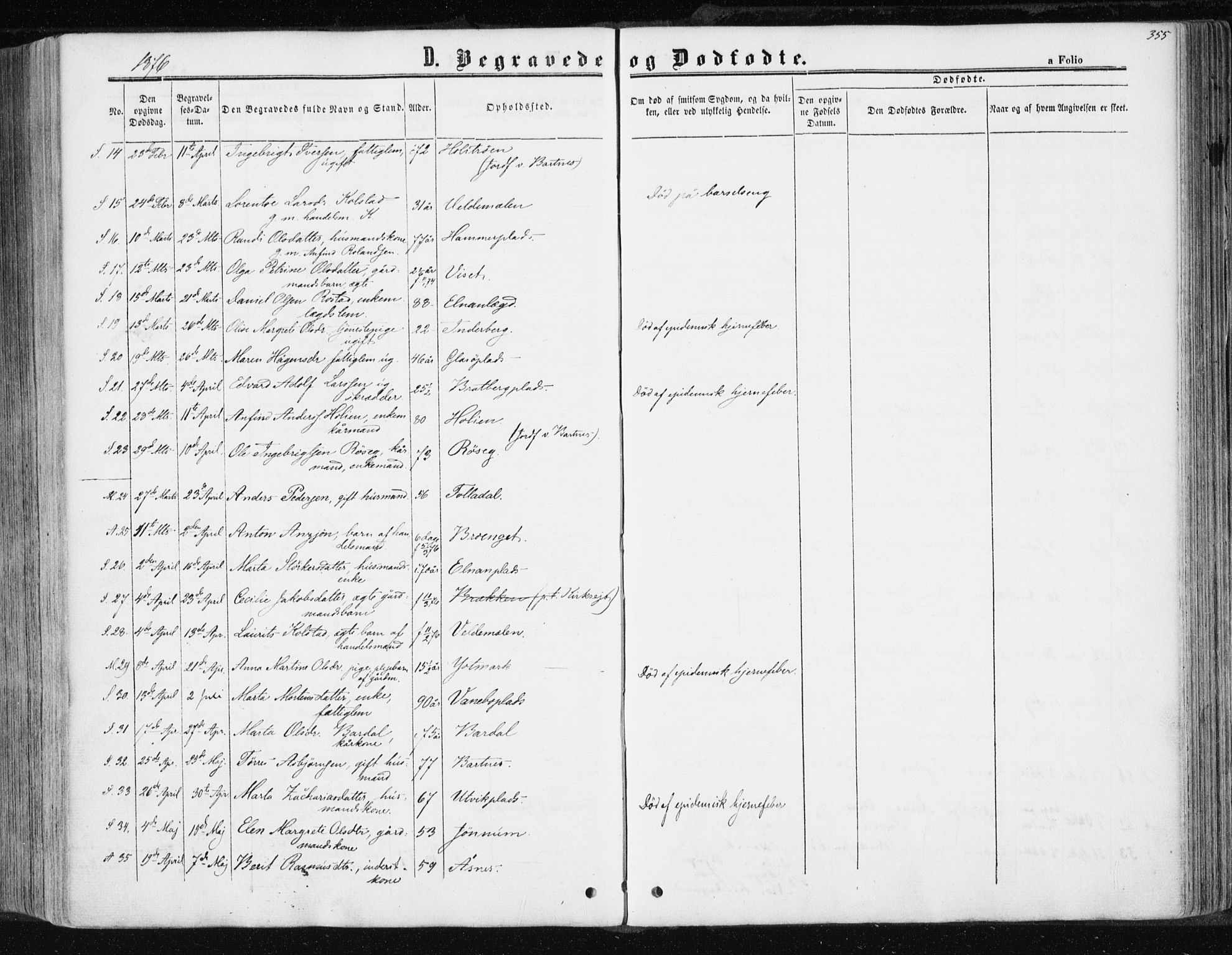 Ministerialprotokoller, klokkerbøker og fødselsregistre - Nord-Trøndelag, SAT/A-1458/741/L0394: Parish register (official) no. 741A08, 1864-1877, p. 355