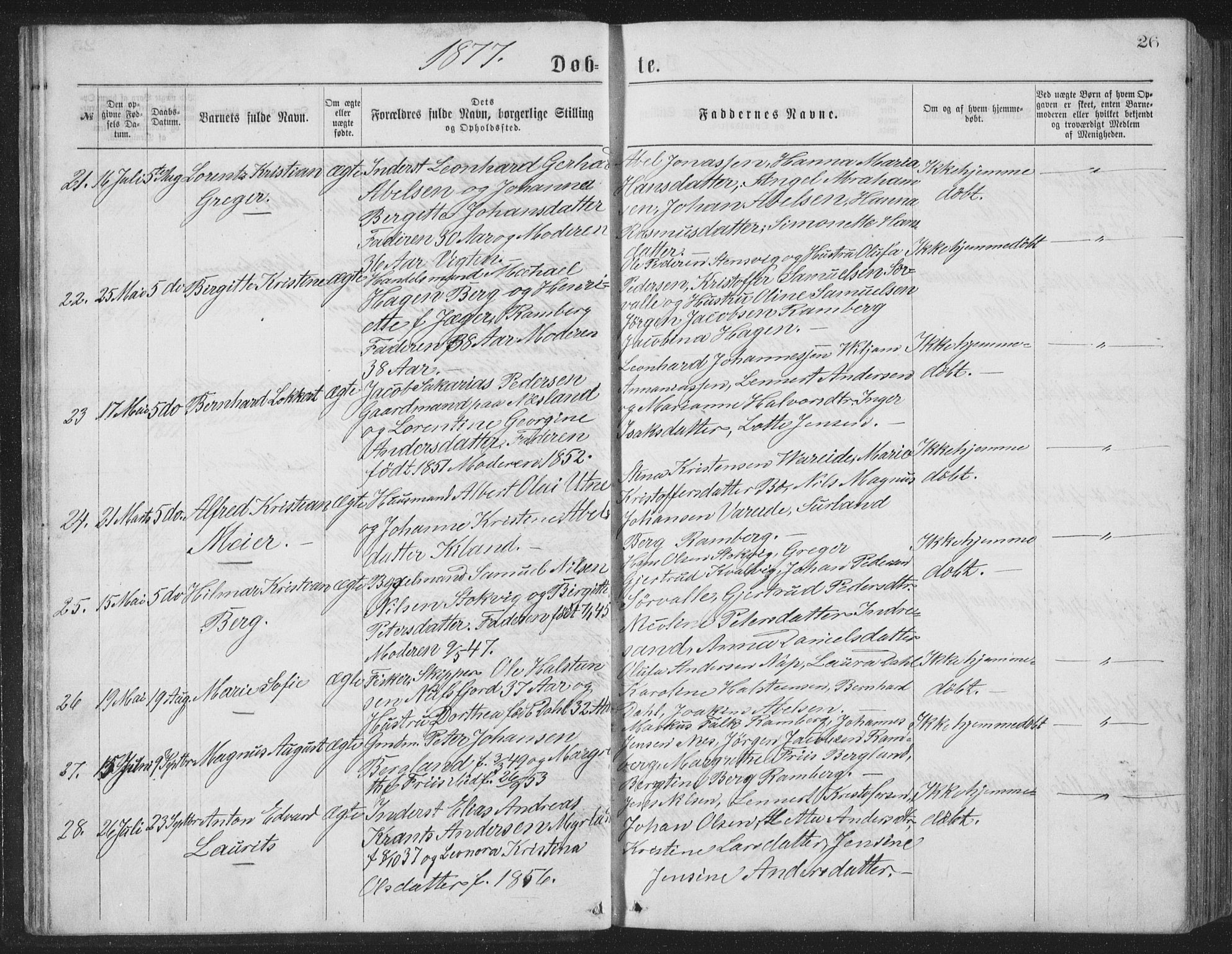 Ministerialprotokoller, klokkerbøker og fødselsregistre - Nordland, AV/SAT-A-1459/885/L1213: Parish register (copy) no. 885C02, 1874-1892, p. 26