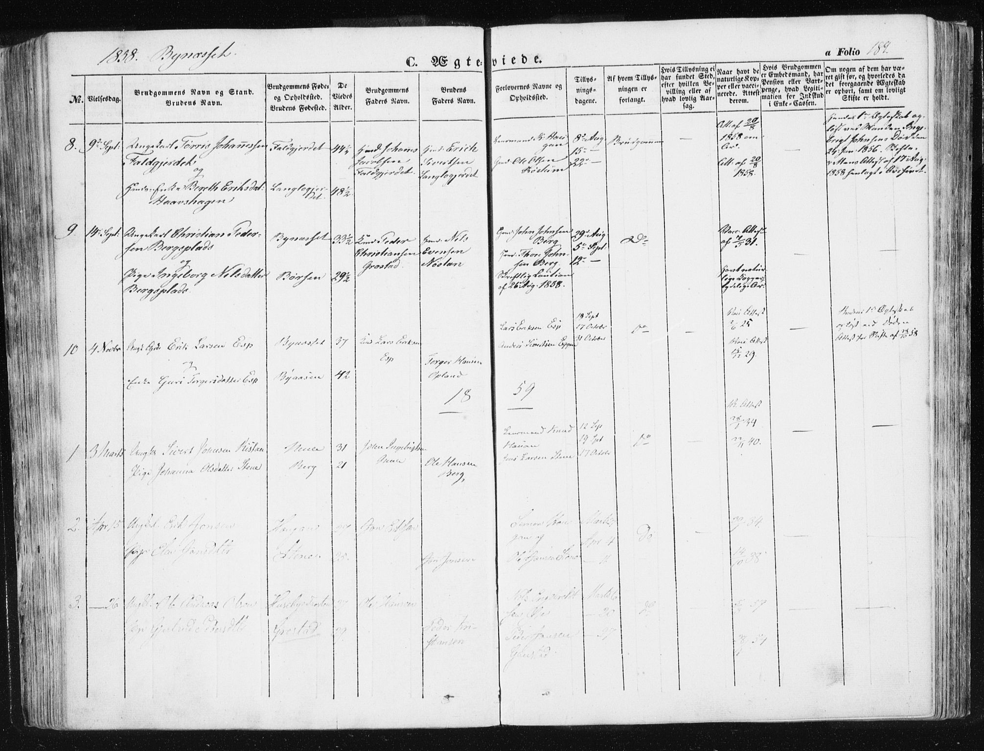 Ministerialprotokoller, klokkerbøker og fødselsregistre - Sør-Trøndelag, SAT/A-1456/612/L0376: Parish register (official) no. 612A08, 1846-1859, p. 184