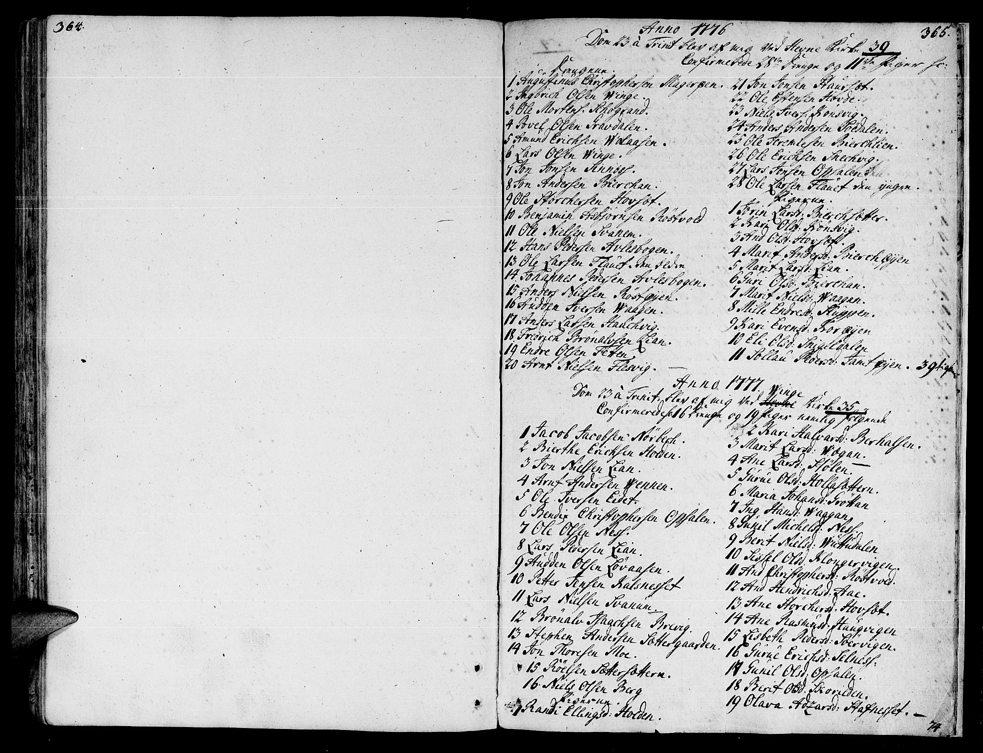 Ministerialprotokoller, klokkerbøker og fødselsregistre - Sør-Trøndelag, SAT/A-1456/630/L0489: Parish register (official) no. 630A02, 1757-1794, p. 364-365