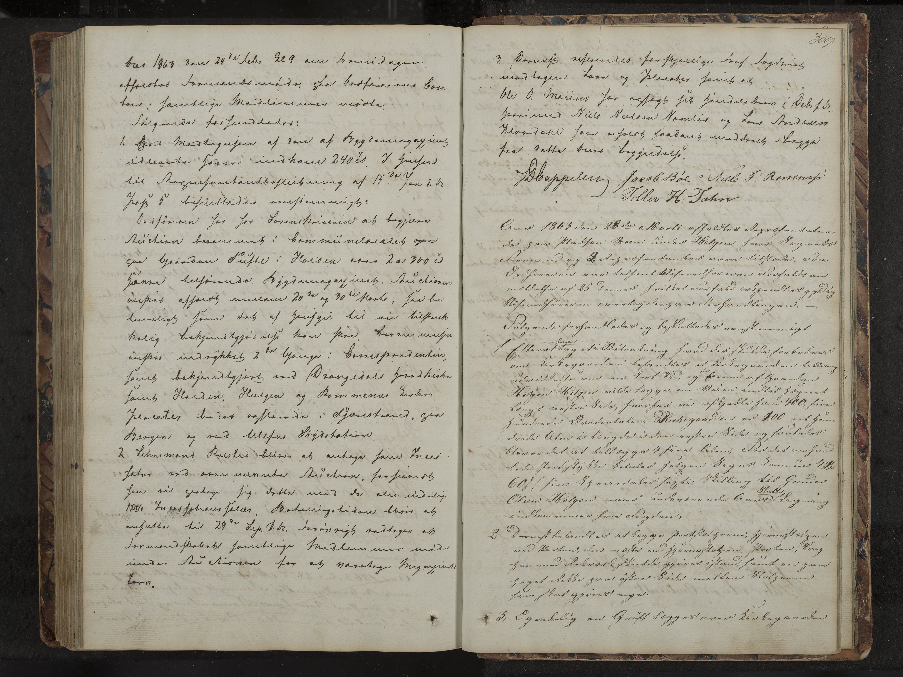 Holla formannskap og sentraladministrasjon, IKAK/0819021-1/A/L0001: Møtebok, 1837-1864, p. 309