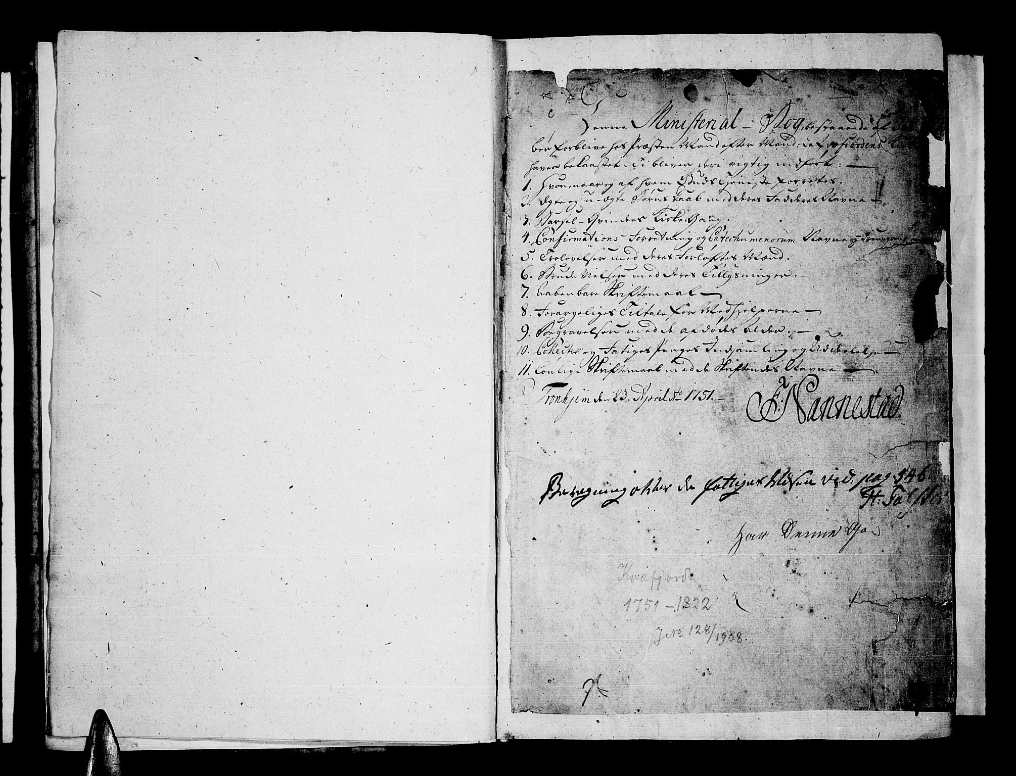 Kvæfjord sokneprestkontor, SATØ/S-1323/G/Ga/Gaa/L0001kirke: Parish register (official) no. 1, 1751-1822, p. 1