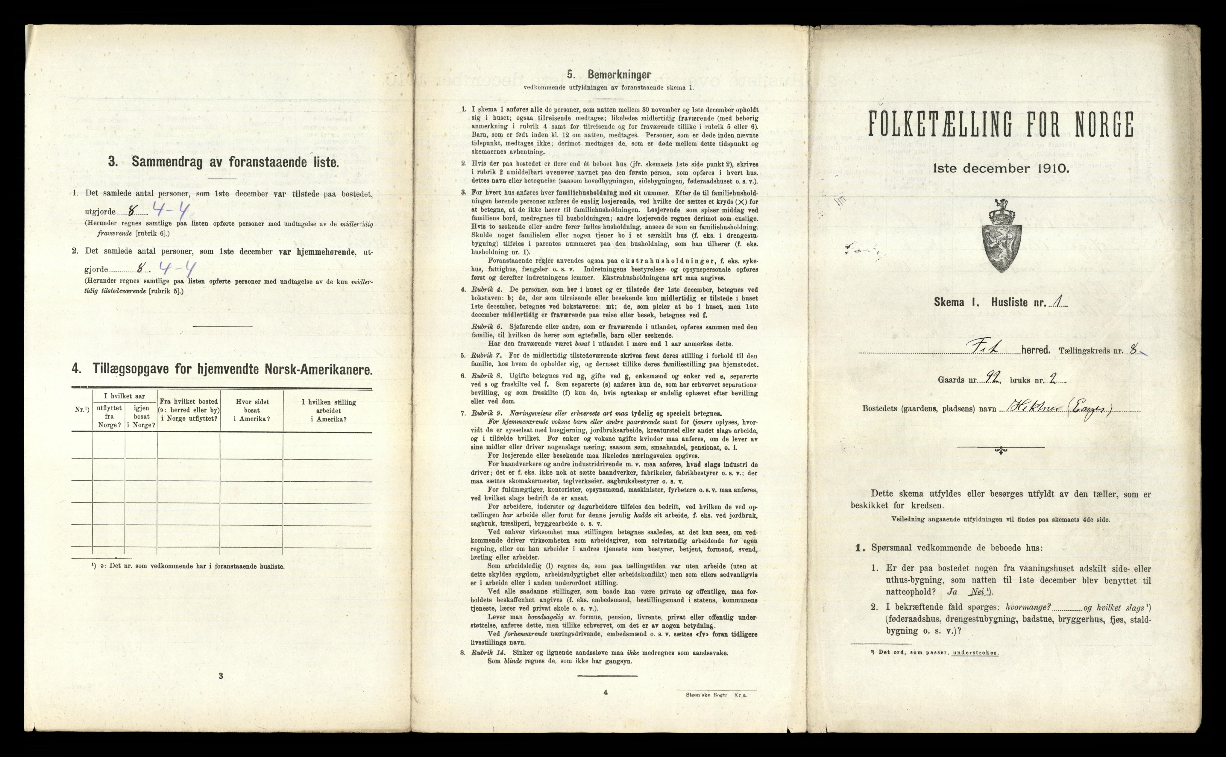 RA, 1910 census for Fet, 1910, p. 1179