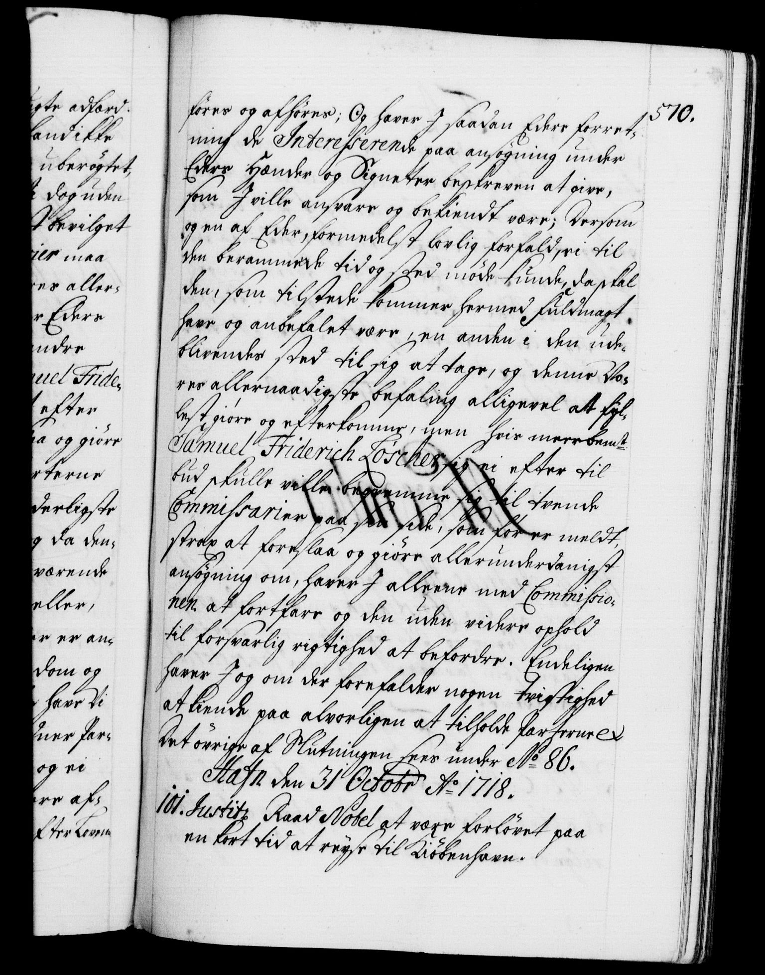 Danske Kanselli 1572-1799, AV/RA-EA-3023/F/Fc/Fca/Fcab/L0020: Norske tegnelser, 1715-1718, p. 570a