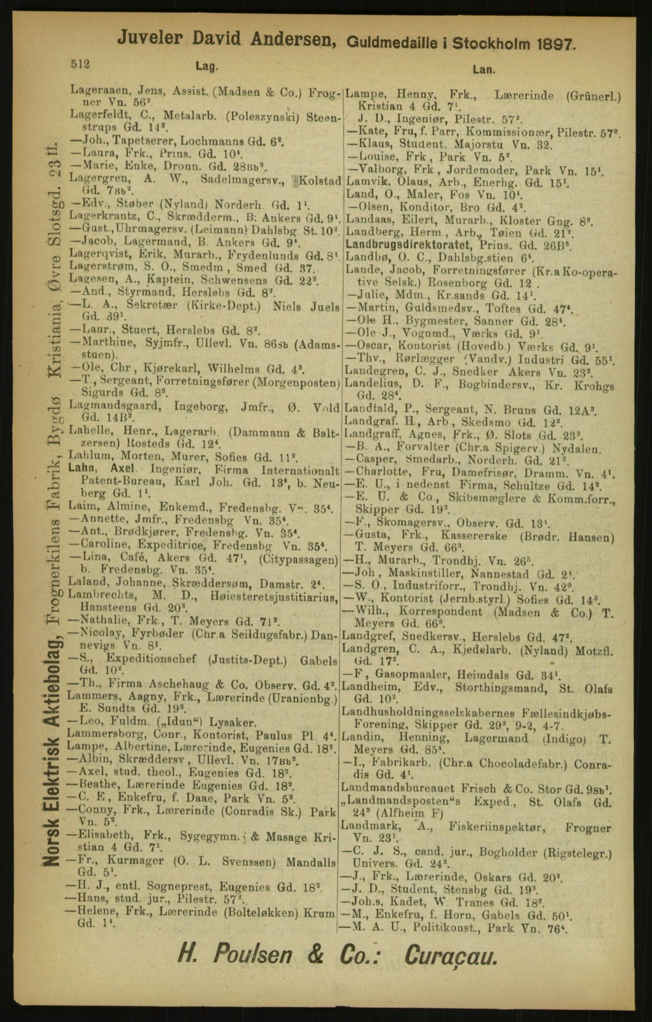 Kristiania/Oslo adressebok, PUBL/-, 1900, p. 512