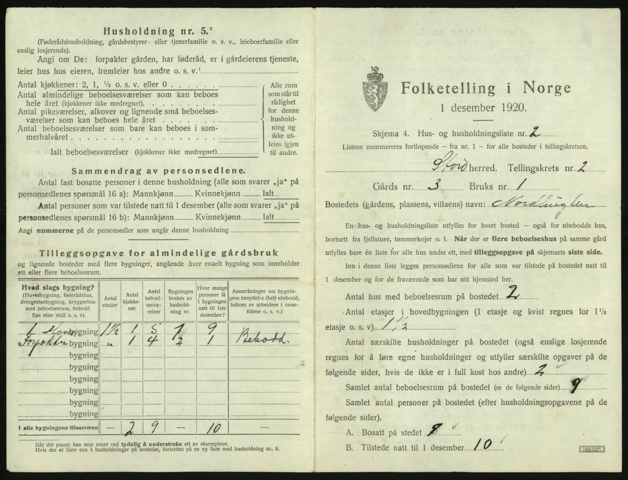 SAB, 1920 census for Stord, 1920, p. 98