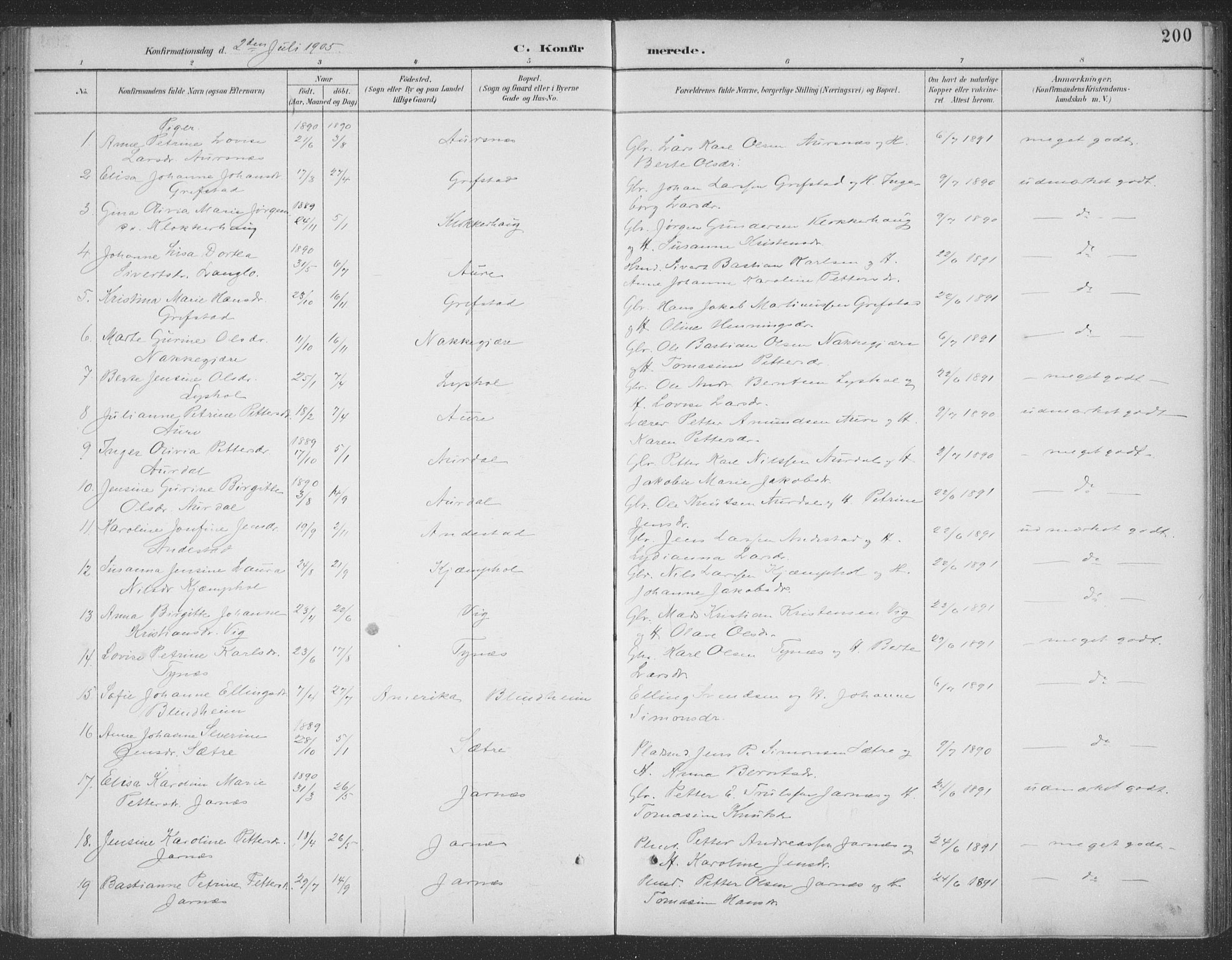 Ministerialprotokoller, klokkerbøker og fødselsregistre - Møre og Romsdal, AV/SAT-A-1454/523/L0335: Parish register (official) no. 523A02, 1891-1911, p. 200