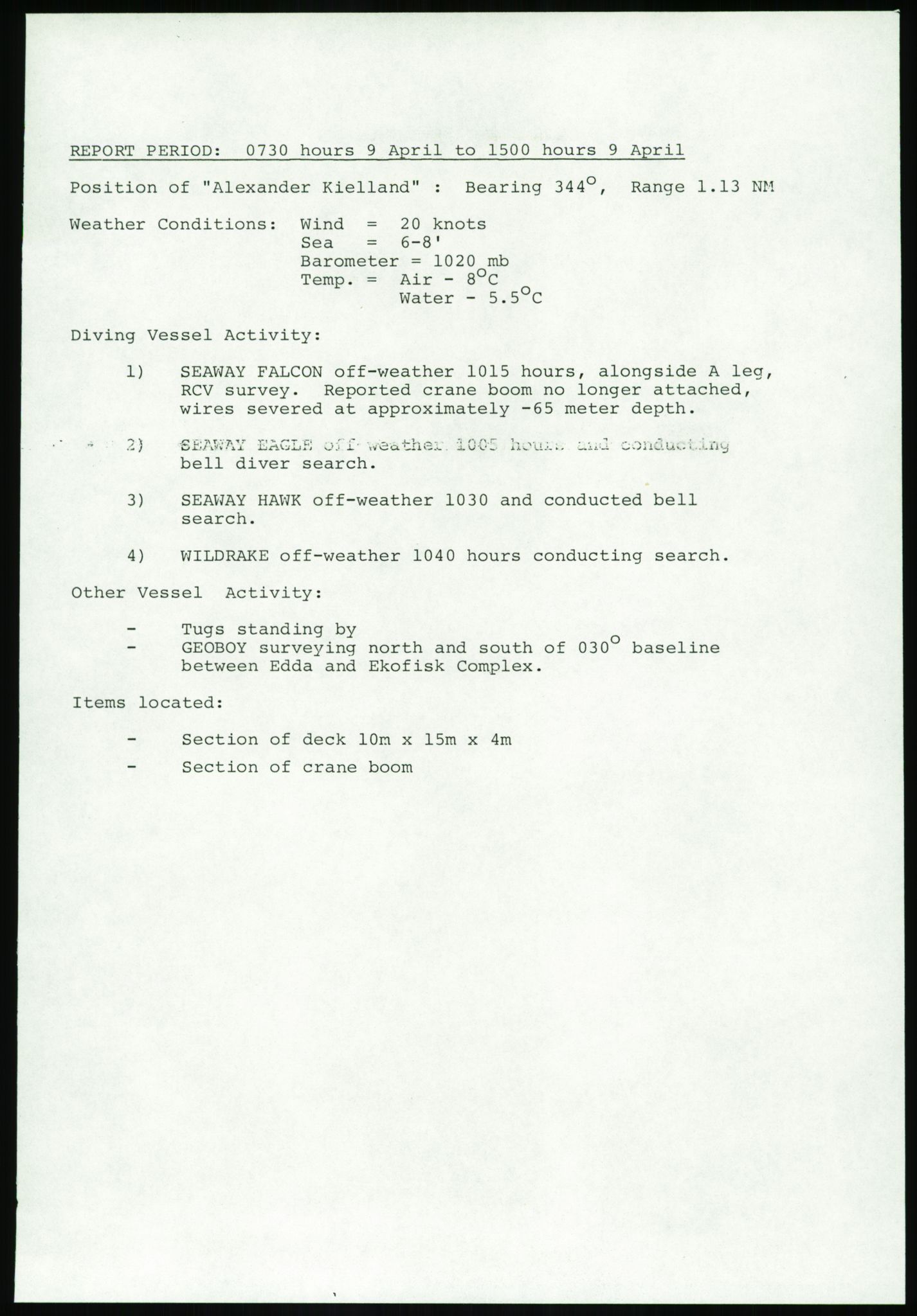 Justisdepartementet, Granskningskommisjonen ved Alexander Kielland-ulykken 27.3.1980, AV/RA-S-1165/D/L0017: P Hjelpefartøy (Doku.liste + P1-P6 av 6)/Q Hovedredningssentralen (Q0-Q27 av 27), 1980-1981, p. 116