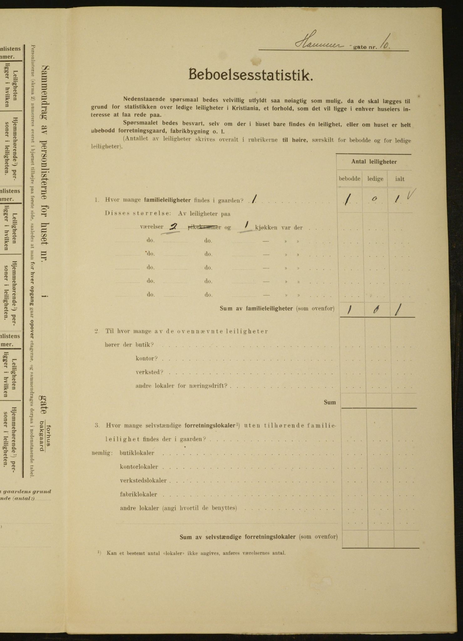 OBA, Municipal Census 1910 for Kristiania, 1910, p. 32218