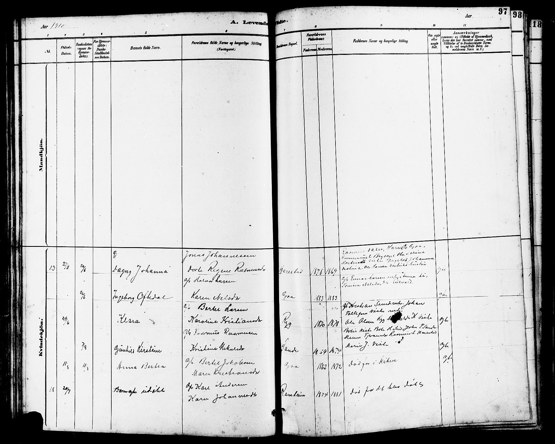 Hetland sokneprestkontor, AV/SAST-A-101826/30/30BB/L0006: Parish register (copy) no. B 6, 1878-1921, p. 97