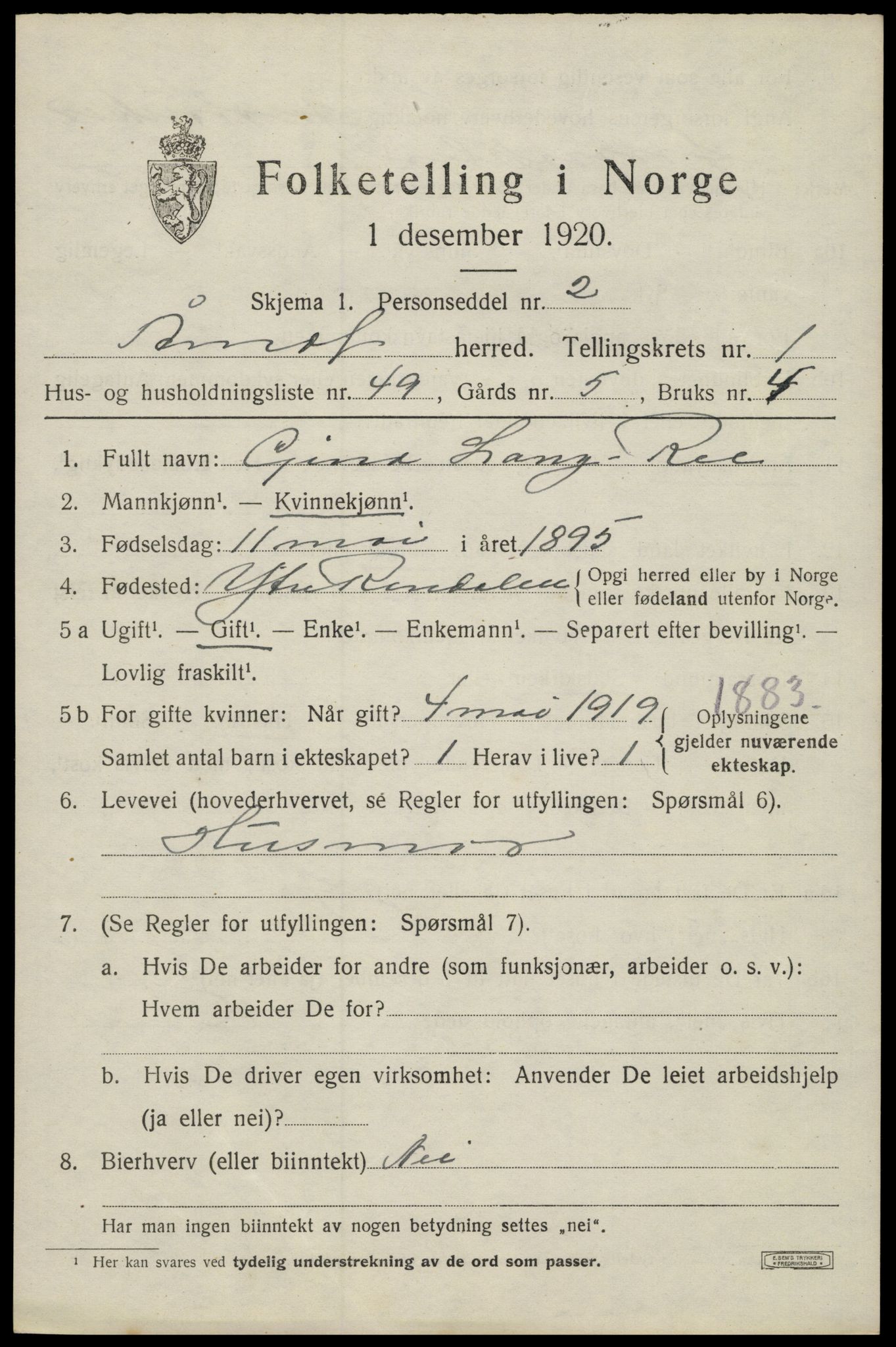SAH, 1920 census for Åmot, 1920, p. 2045