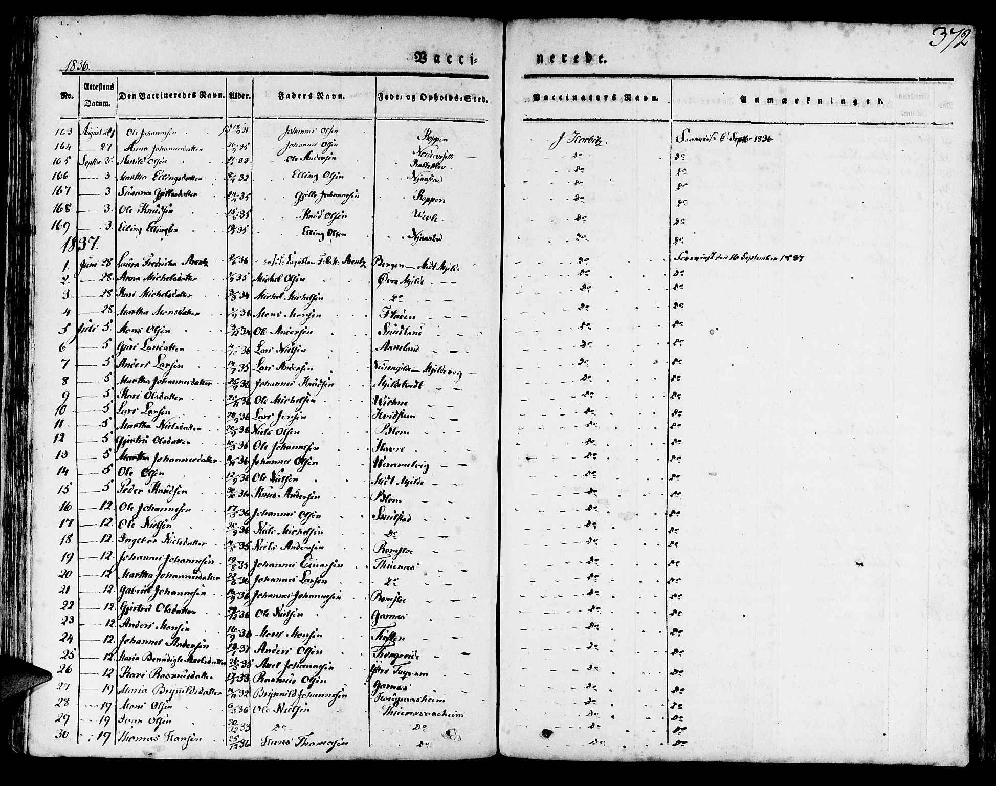 Haus sokneprestembete, SAB/A-75601/H/Haa: Parish register (official) no. A 14, 1827-1838, p. 372