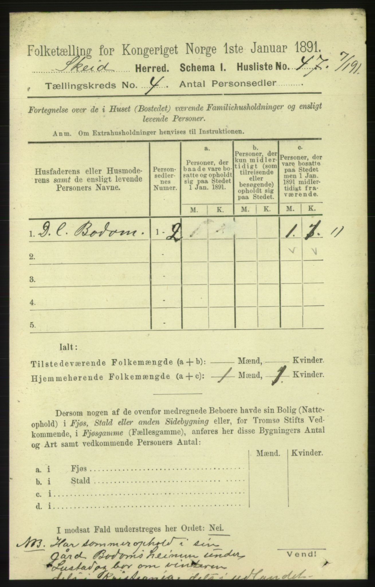 RA, 1891 census for 1732 Skei, 1891, p. 1351