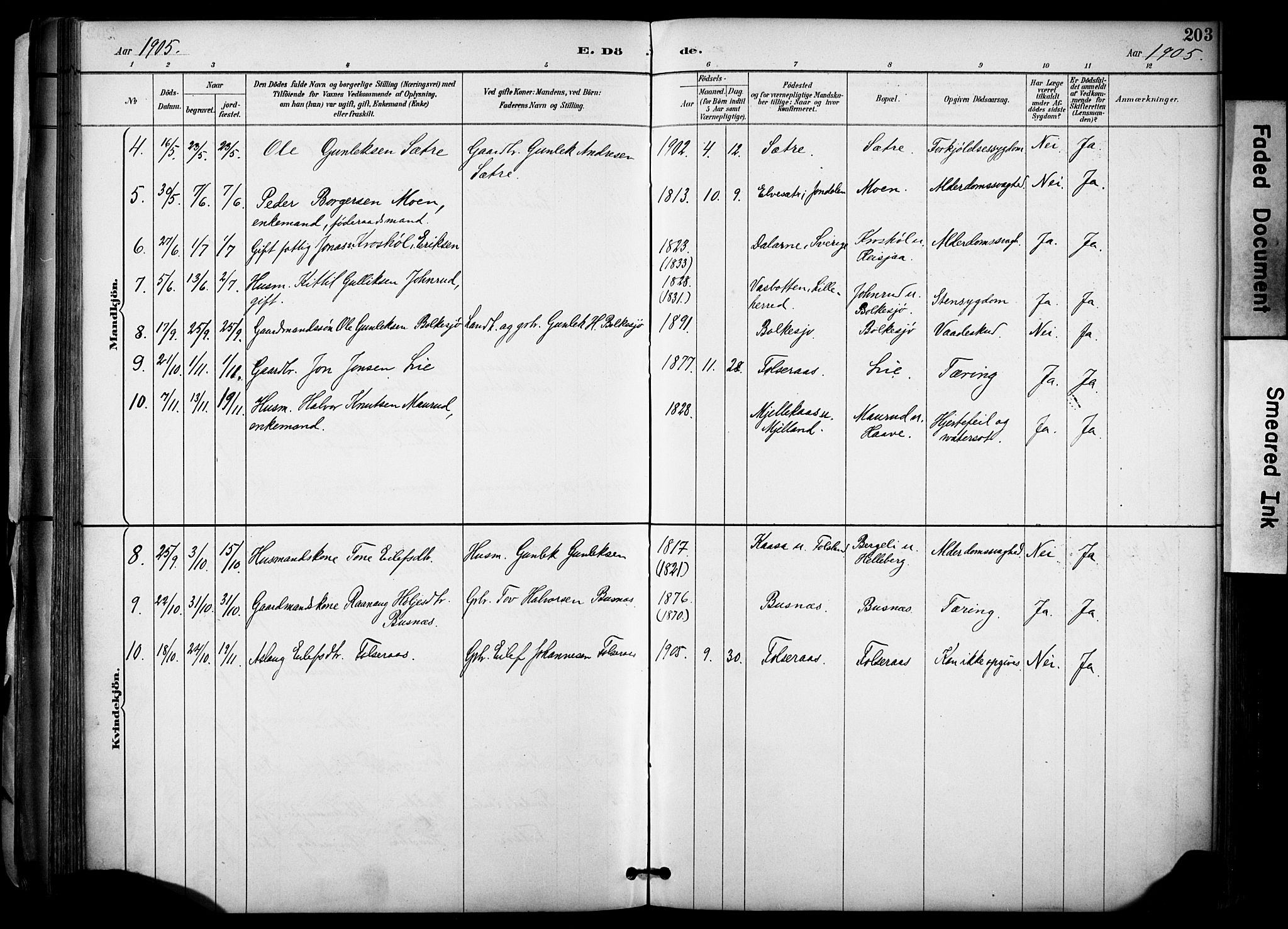 Gransherad kirkebøker, AV/SAKO-A-267/F/Fa/L0005: Parish register (official) no. I 5, 1887-1916, p. 203