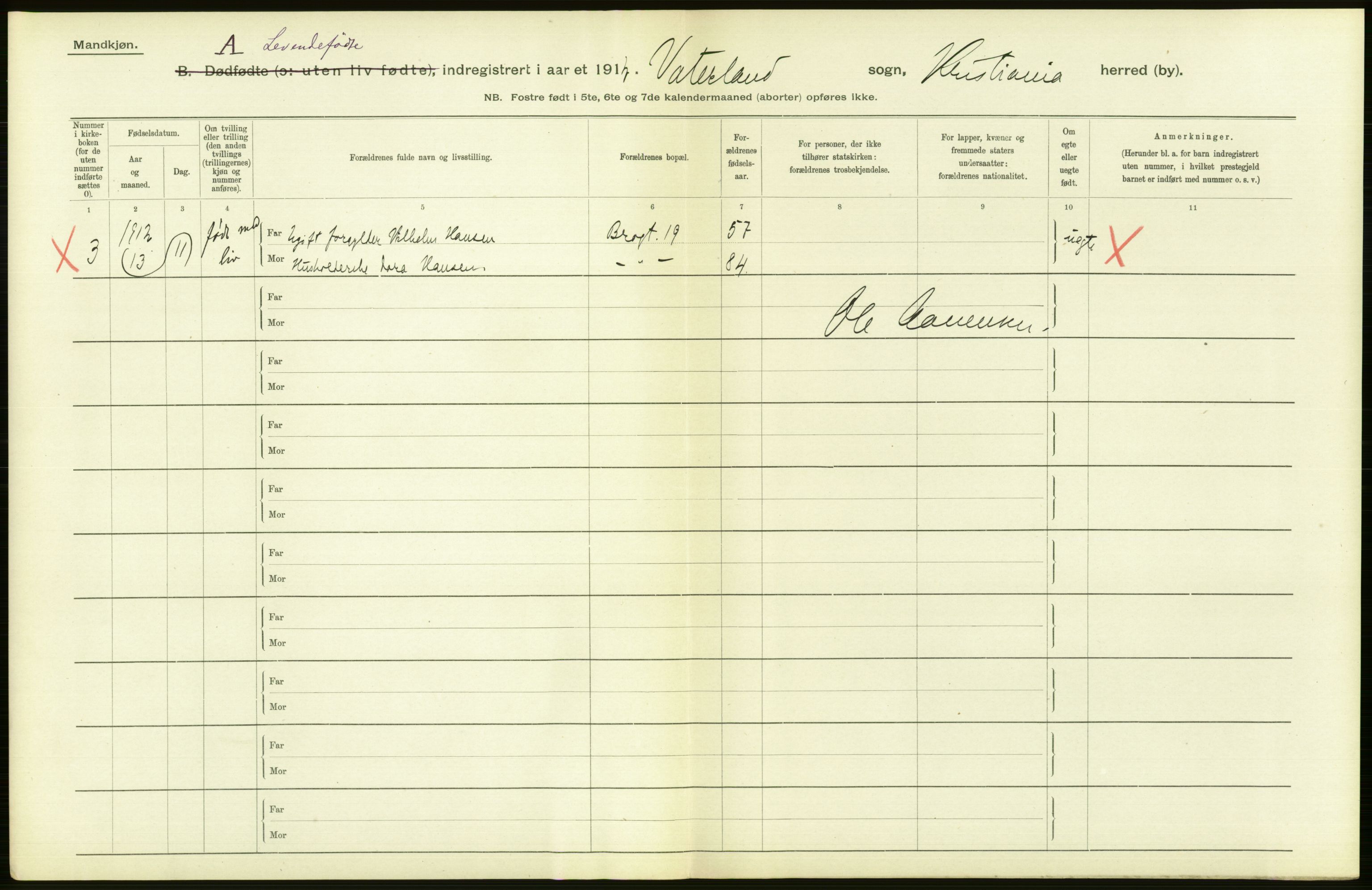 Statistisk sentralbyrå, Sosiodemografiske emner, Befolkning, AV/RA-S-2228/D/Df/Dfb/Dfbb/L0006: Kristiania:  Levendefødte menn og kvinner., 1912, p. 684