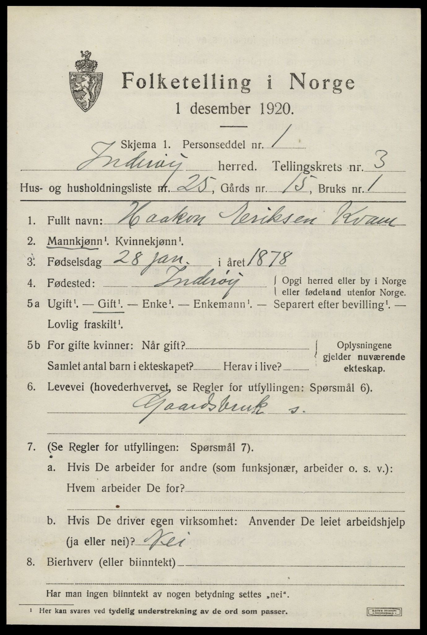SAT, 1920 census for Inderøy, 1920, p. 2895