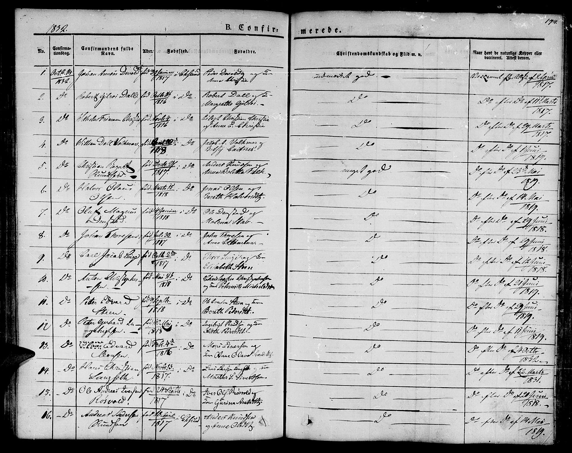 Ministerialprotokoller, klokkerbøker og fødselsregistre - Møre og Romsdal, SAT/A-1454/572/L0843: Parish register (official) no. 572A06, 1832-1842, p. 194