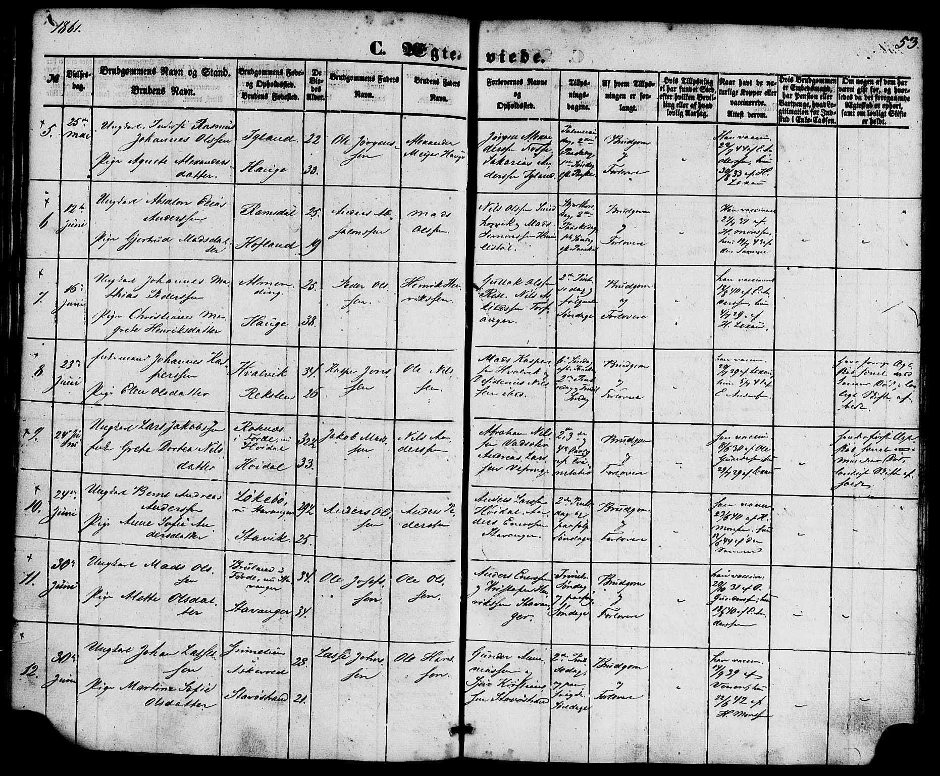 Kinn sokneprestembete, AV/SAB-A-80801/H/Haa/Haaa/L0010: Parish register (official) no. A 10, 1852-1869, p. 53