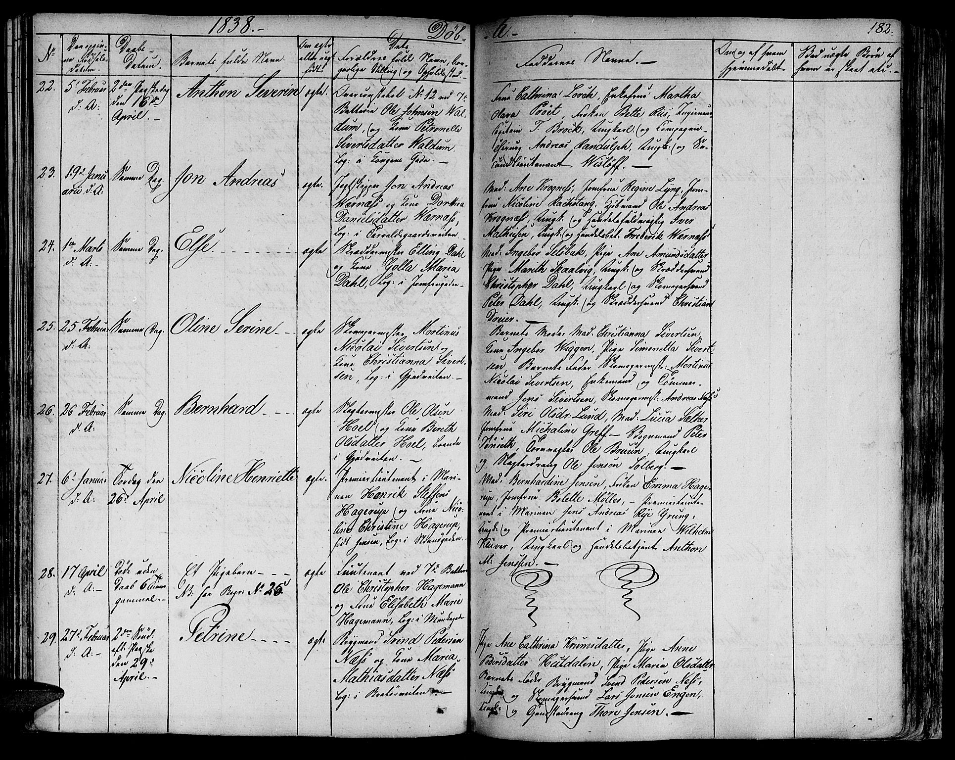 Ministerialprotokoller, klokkerbøker og fødselsregistre - Sør-Trøndelag, AV/SAT-A-1456/602/L0108: Parish register (official) no. 602A06, 1821-1839, p. 182