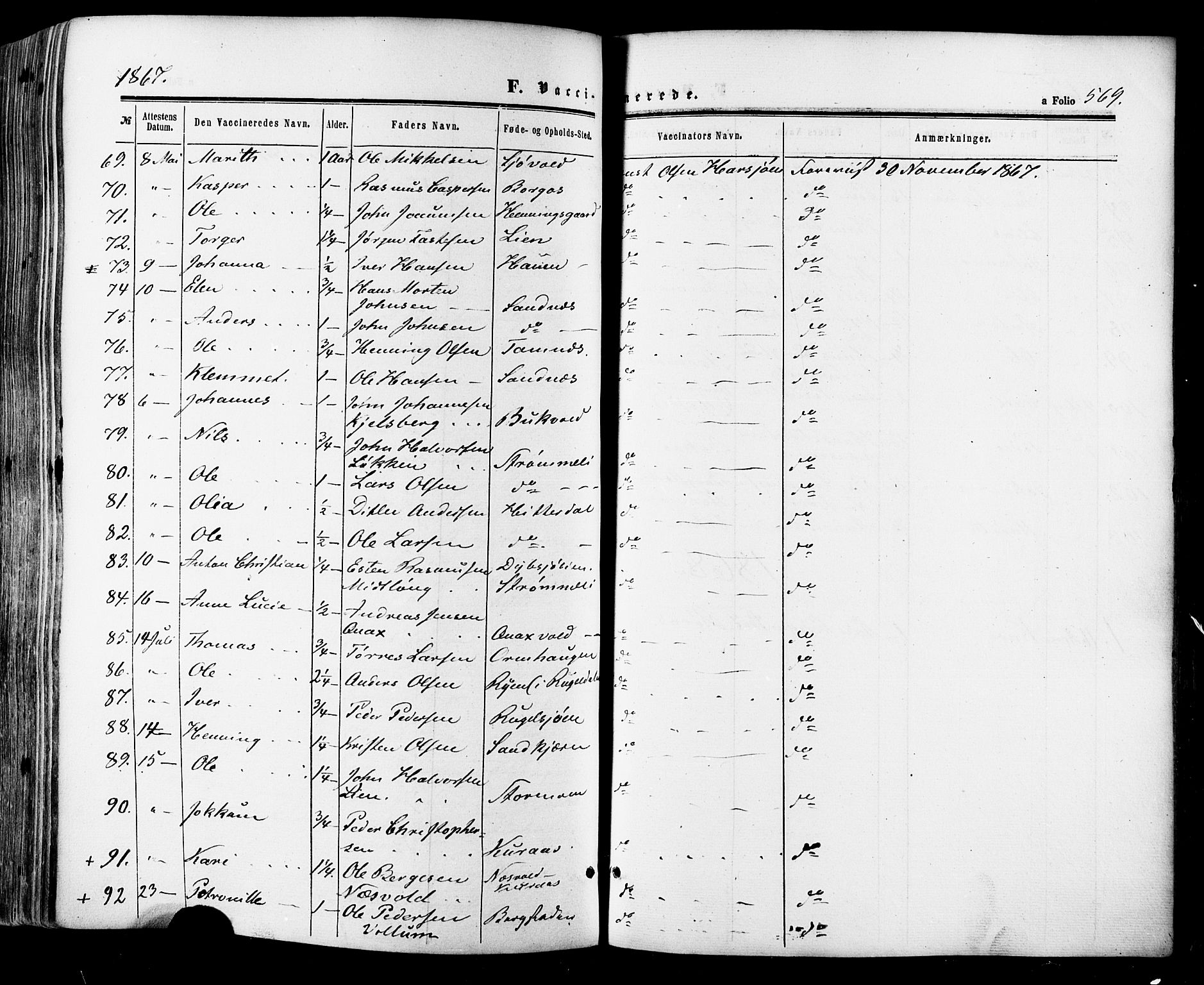 Ministerialprotokoller, klokkerbøker og fødselsregistre - Sør-Trøndelag, AV/SAT-A-1456/681/L0932: Parish register (official) no. 681A10, 1860-1878, p. 569