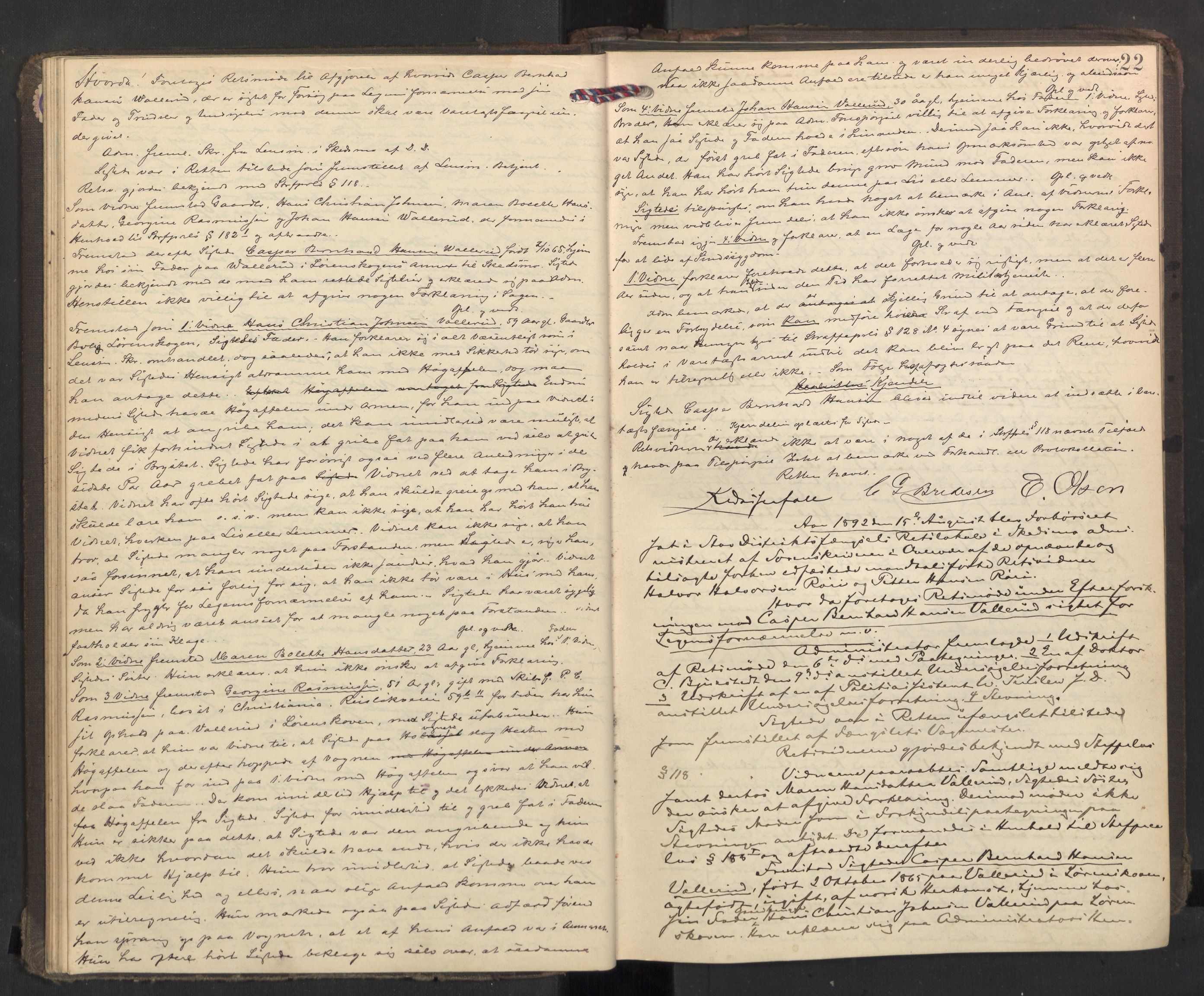 Nedre Romerike sorenskriveri, AV/SAO-A-10469/F/Fc/L0038: Ekstrarettsprotokoll, 1892-1896, p. 21b-22a