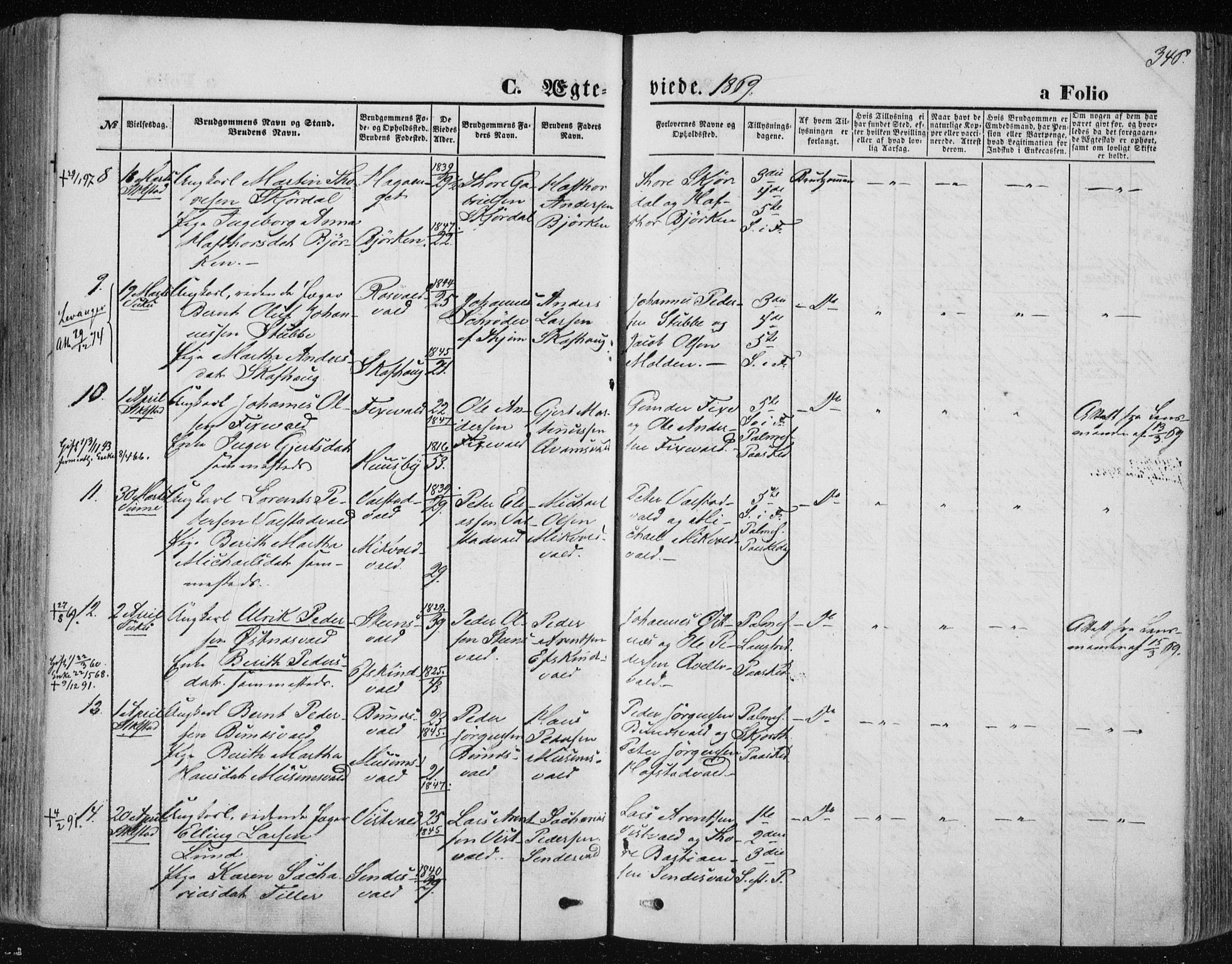 Ministerialprotokoller, klokkerbøker og fødselsregistre - Nord-Trøndelag, AV/SAT-A-1458/723/L0241: Parish register (official) no. 723A10, 1860-1869, p. 346