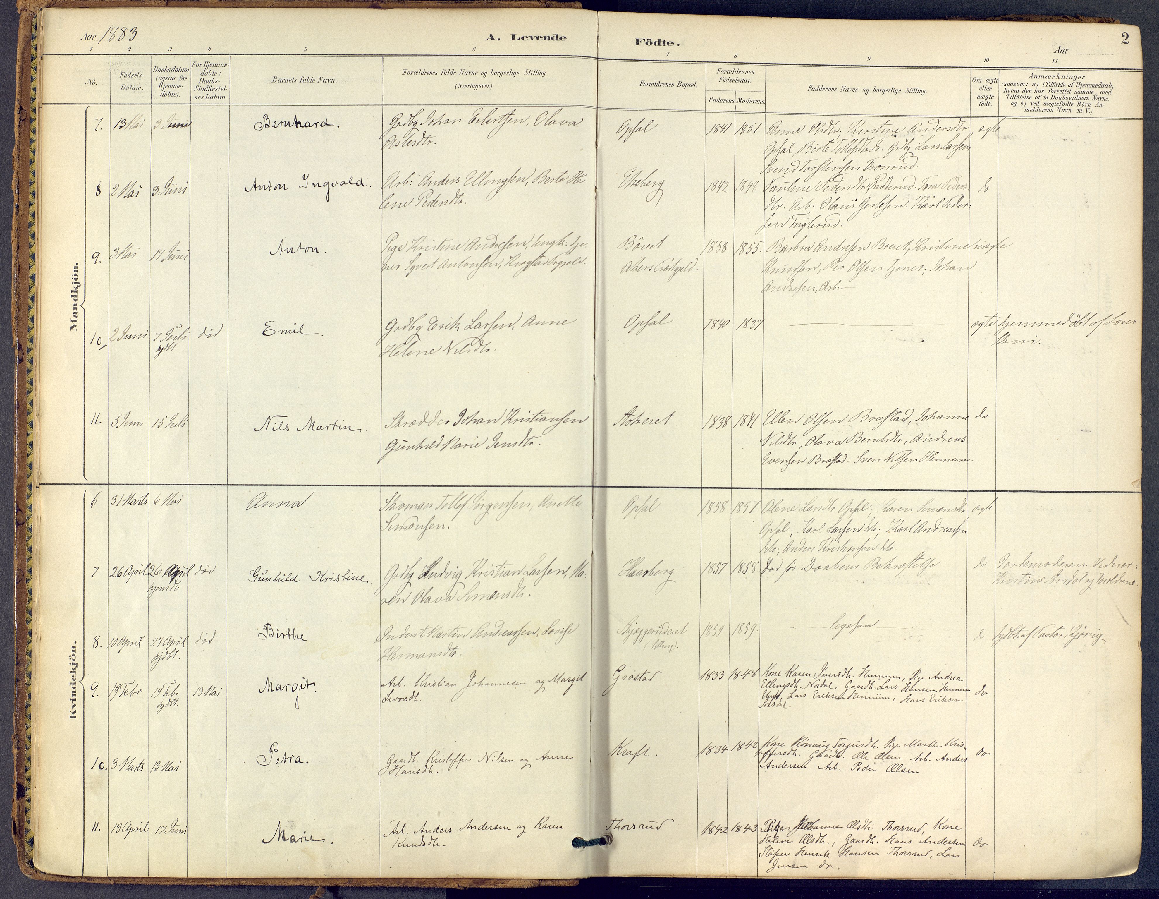 Lier kirkebøker, SAKO/A-230/F/Fb/L0001: Parish register (official) no. II 1, 1883-1910, p. 2