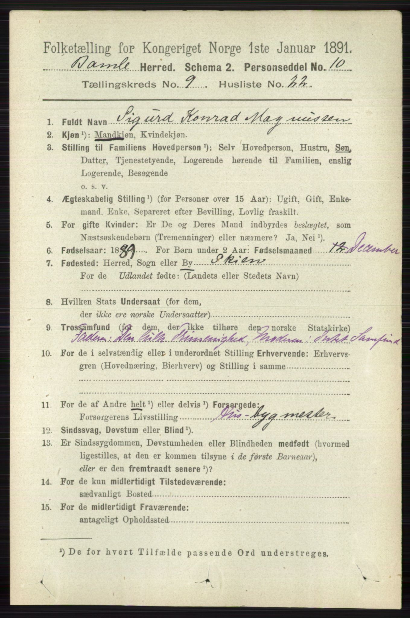 RA, 1891 census for 0814 Bamble, 1891, p. 4351