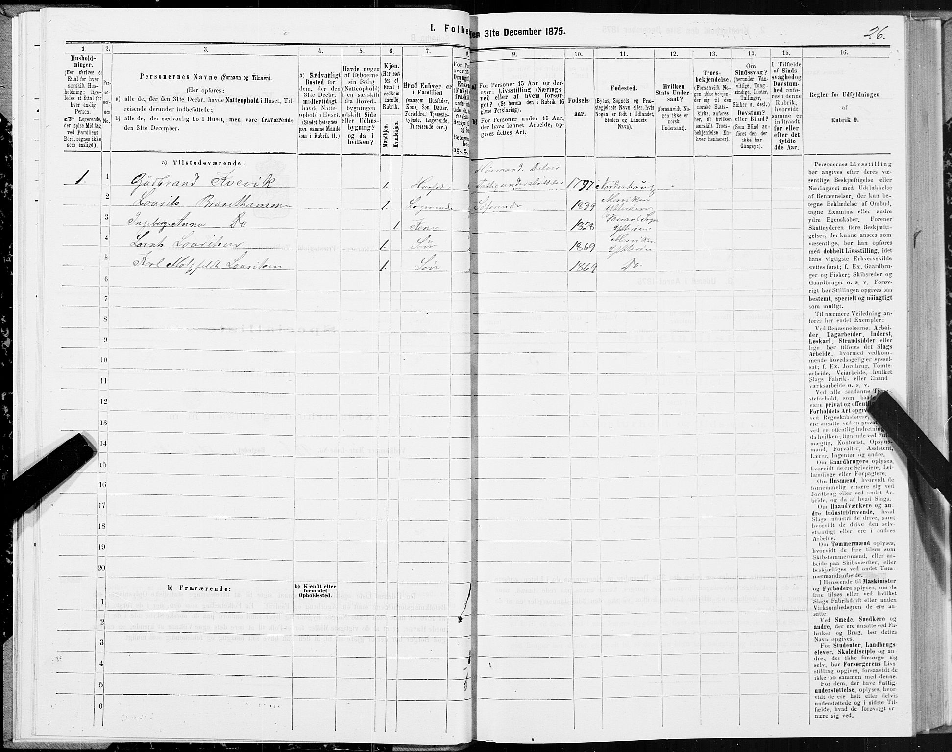 SAT, 1875 census for 1722P Ytterøy, 1875, p. 3026