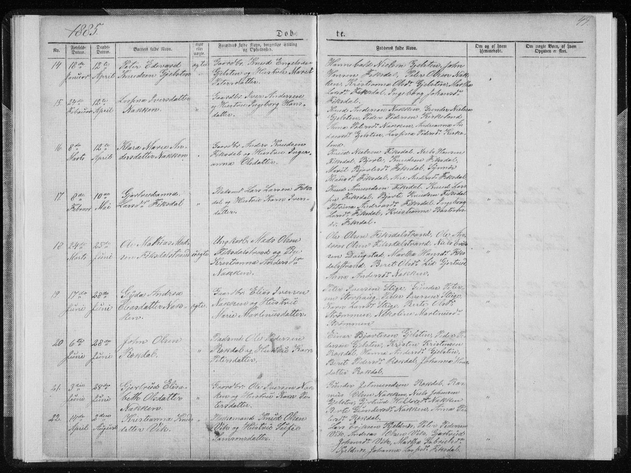 Ministerialprotokoller, klokkerbøker og fødselsregistre - Møre og Romsdal, AV/SAT-A-1454/540/L0541: Parish register (copy) no. 540C01, 1867-1920, p. 49