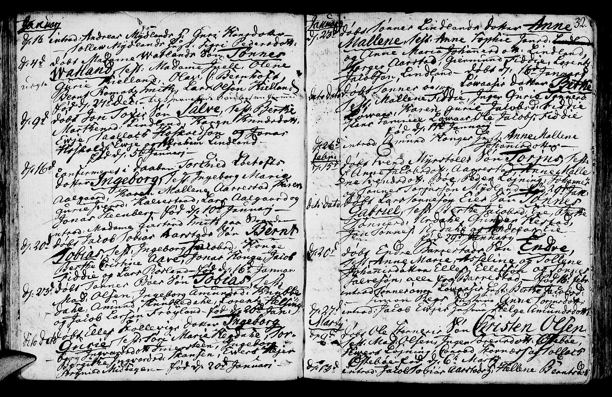 Sokndal sokneprestkontor, AV/SAST-A-101808: Parish register (official) no. A 5, 1806-1826, p. 32