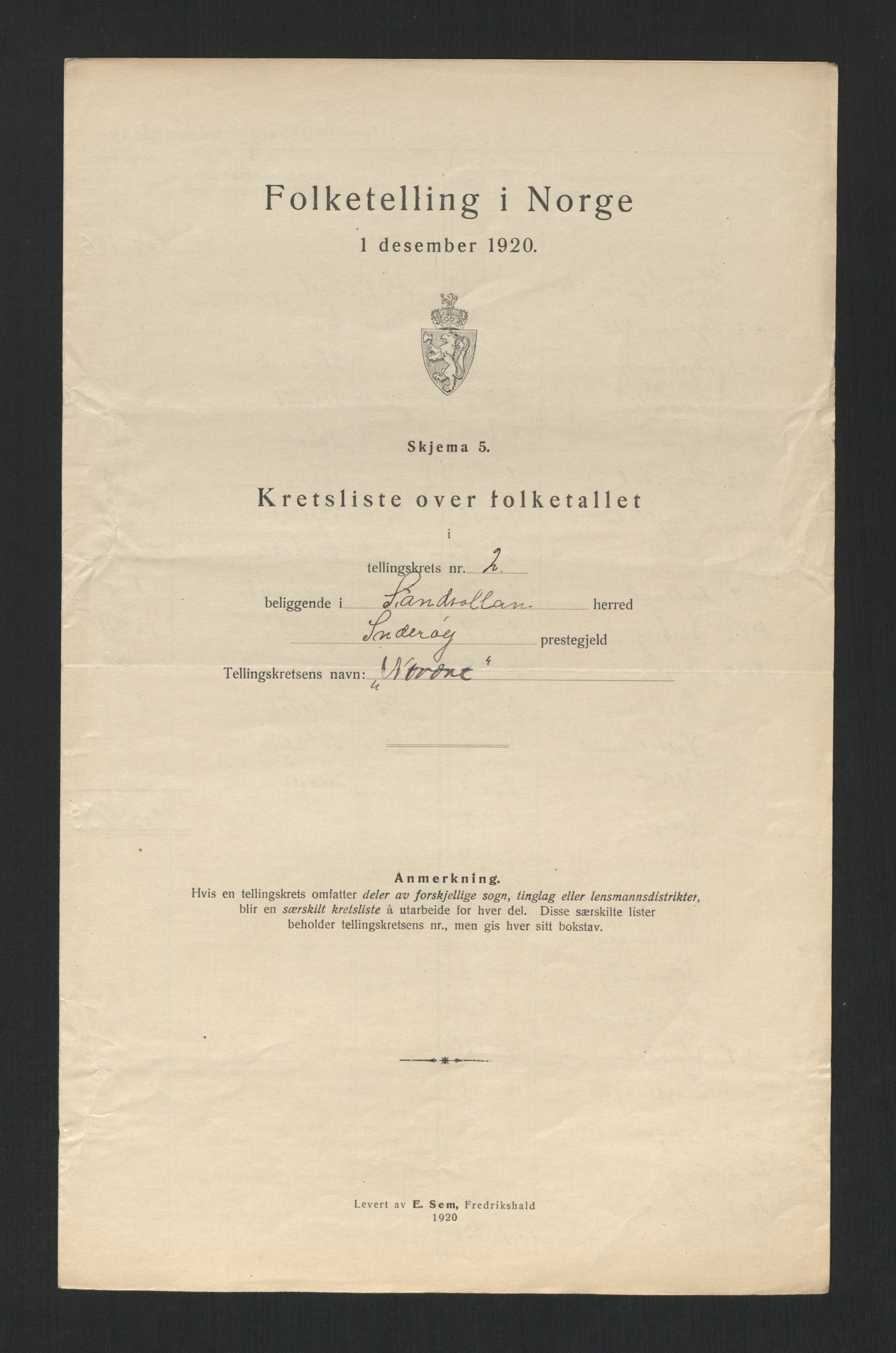 SAT, 1920 census for Sandvollan, 1920, p. 12