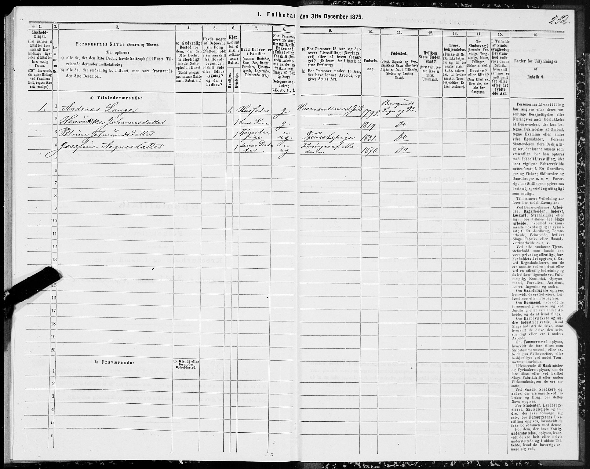 SAT, 1875 census for 1531P Borgund, 1875, p. 5252