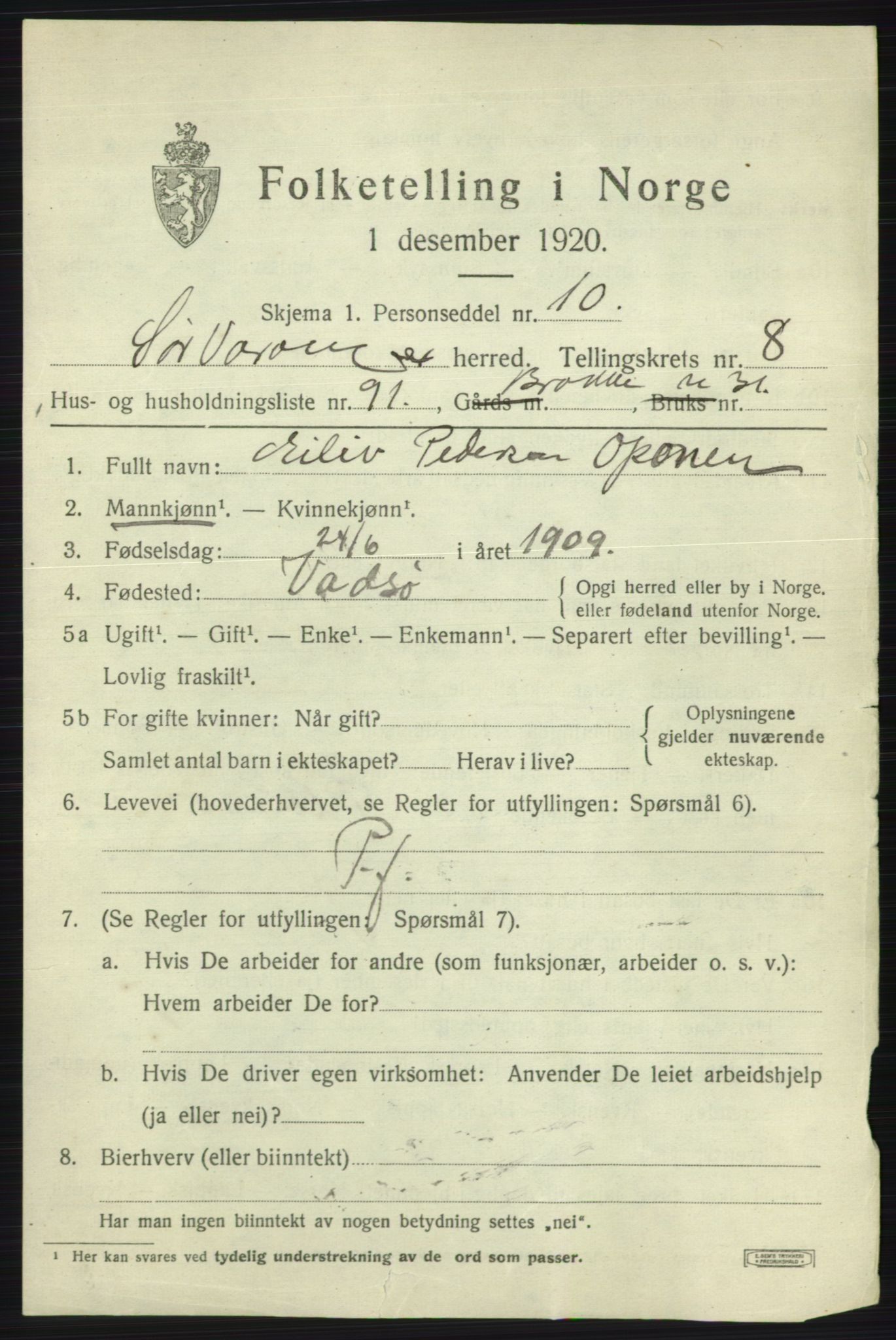 SATØ, 1920 census for Sør-Varanger, 1920, p. 5991